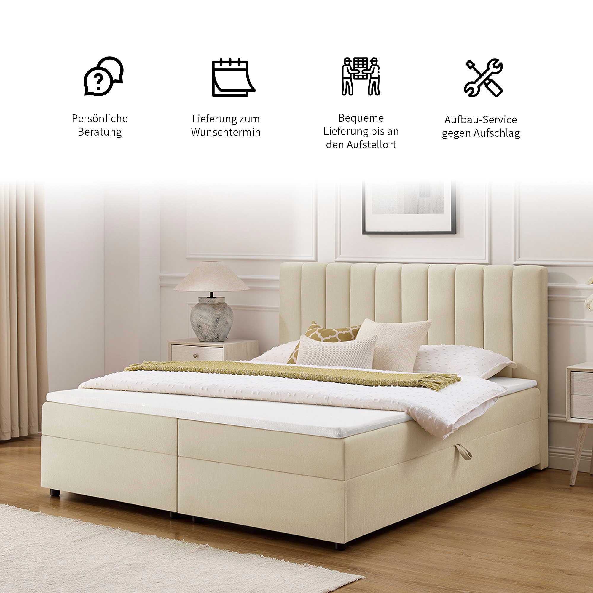 GOODproduct Boxbett »Haileyy inkl. Bettkasten und Topper, Liegefläche 180x200cm« erhältlich in der Grösse 180x200 cm, inkl. Aufbauvideo