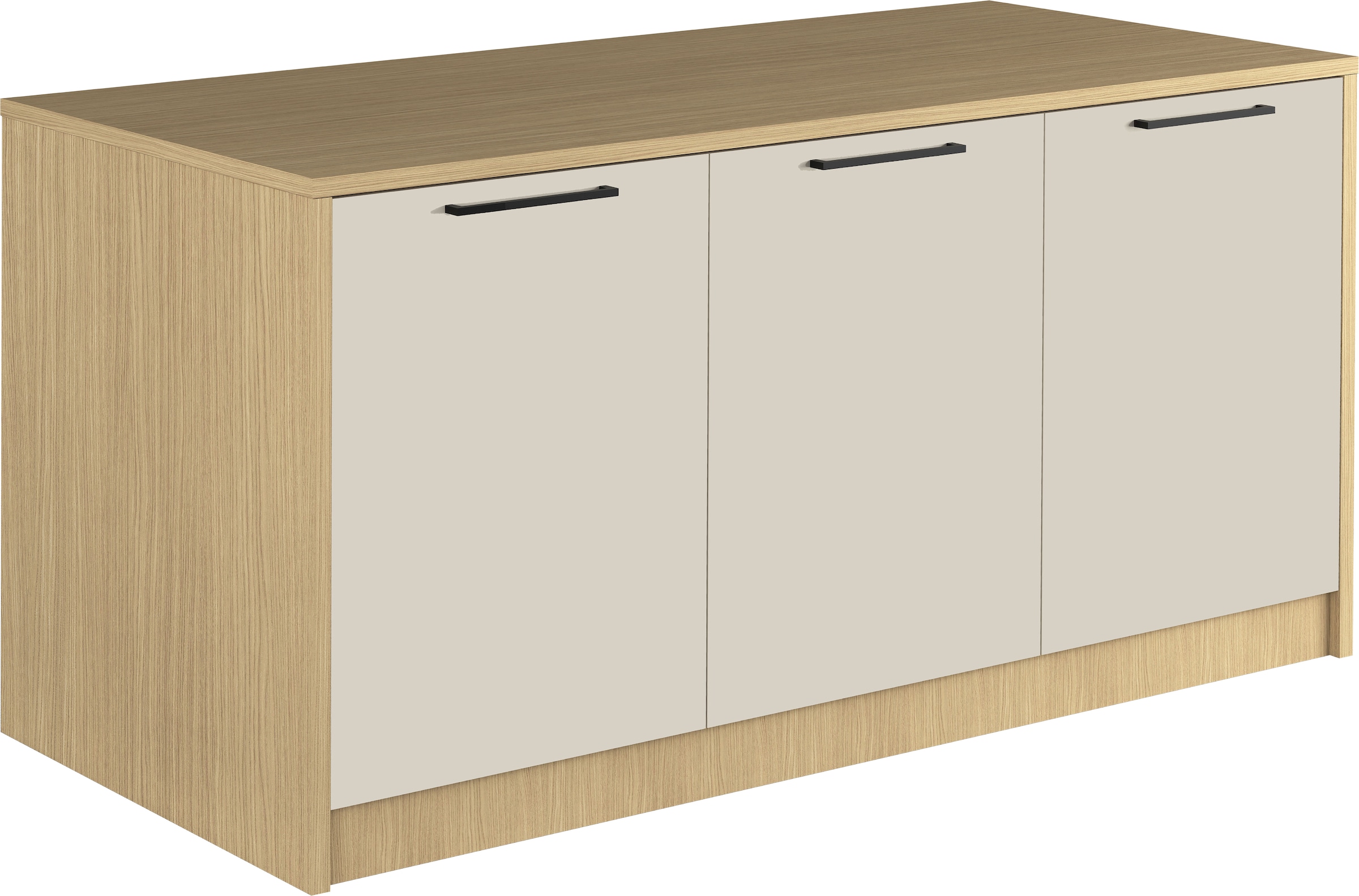 Image of KOCHSTATION Kücheninsel "KS-Luna" Breite 170 cm, 3 Türen, 6 Innenfächer, 3 Essplätze, gedämpfte Türen