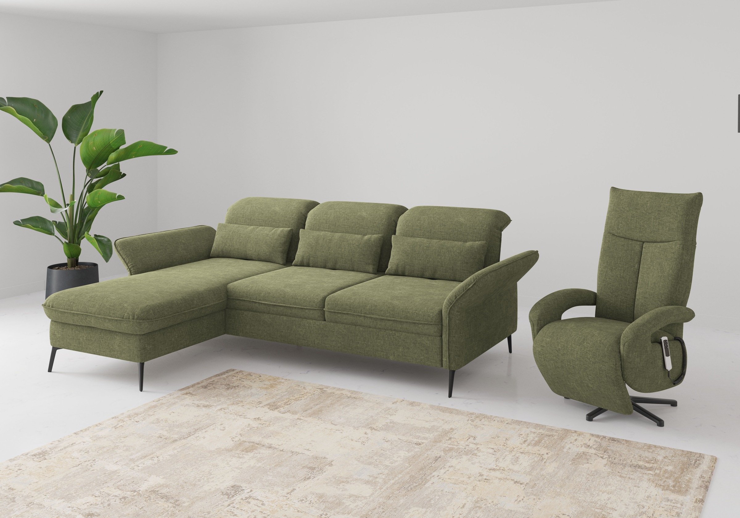 sit&more Ecksofa »Emely«, mit Sitztiefenverstellung optional mit Bettfunktion und Bettkasten