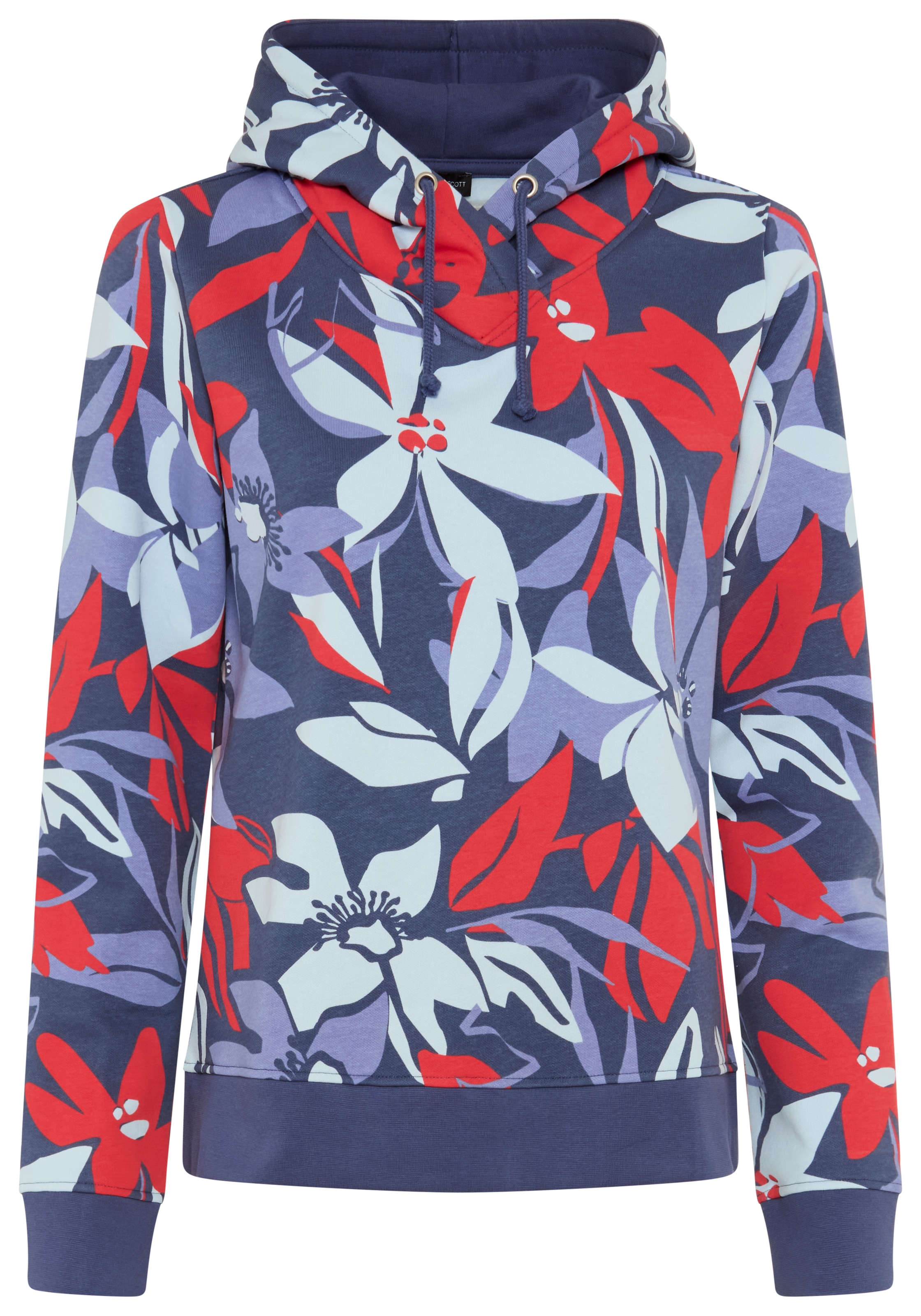 Laura Scott Sweater , Pflegeleichte Baumwollmischung mit Kapuze und Blumendruck
