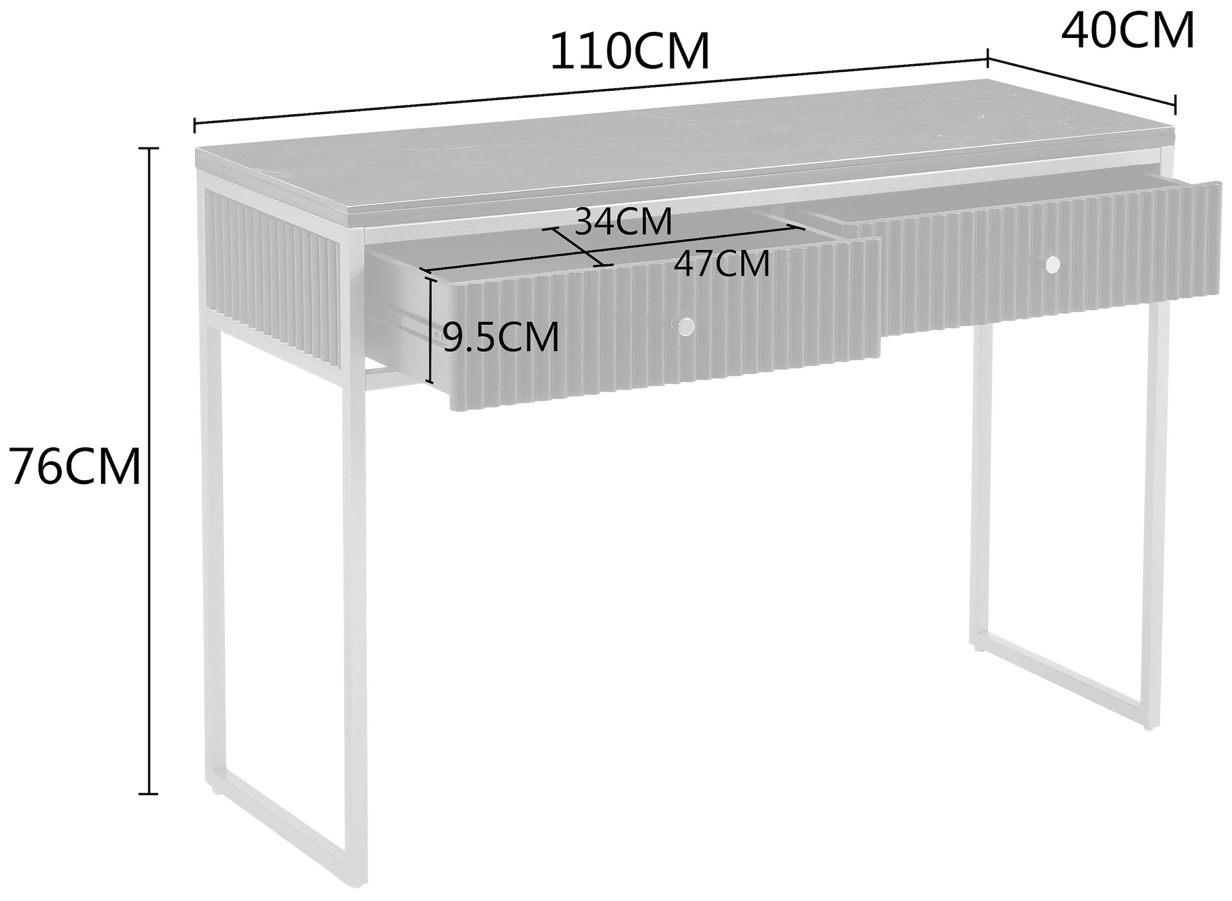 Leonique Table console »Fleuriss« Keramikplatte, goldene Beine, FSC-zertifiziertes Holz, Breite 110 cm