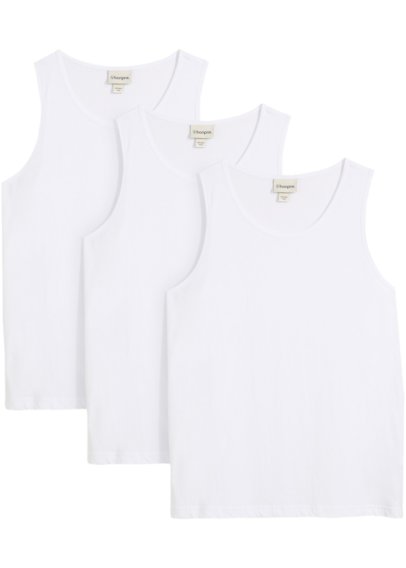 Image of bonprix Tanktop Packung, 3er, 3 tlg. Regular Fit, Rundhalsausschnitt