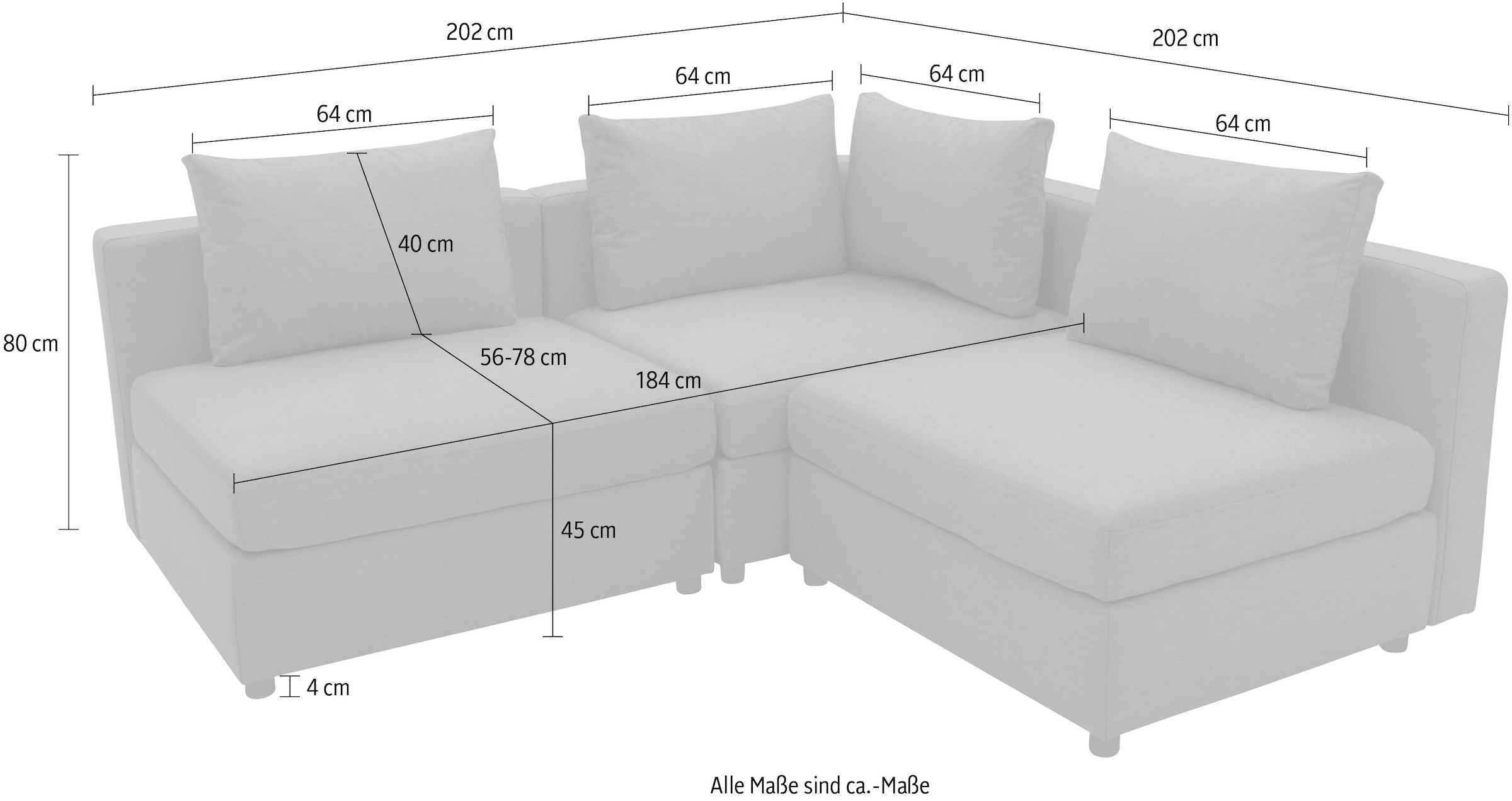 DOMO collection Ecksofa »Solskin, individuell erweiterbar/kombinierbar L-Form«, mit losen Kissen. Rücken- und Seitenteile als Stecksystem.