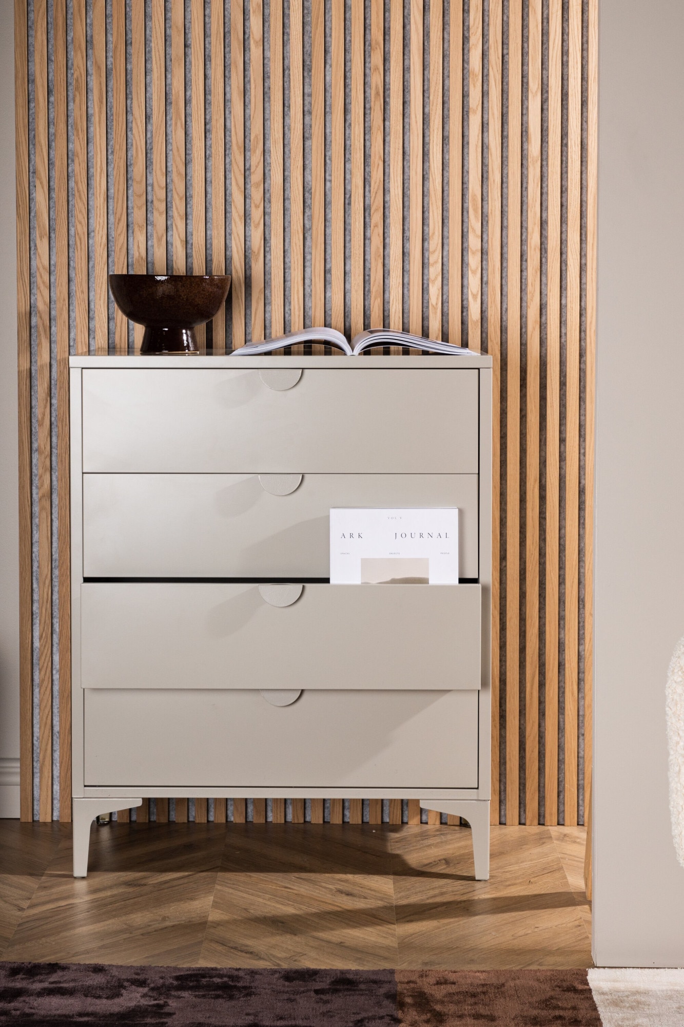 Venture Home Commode à tiroirs »Piring, hohe Kommode aus Stahl, 4 Schubladen, Höhe 98 cm« Commode à tiroirs, revêtement en poudre, haute, sophistiquée, moderne