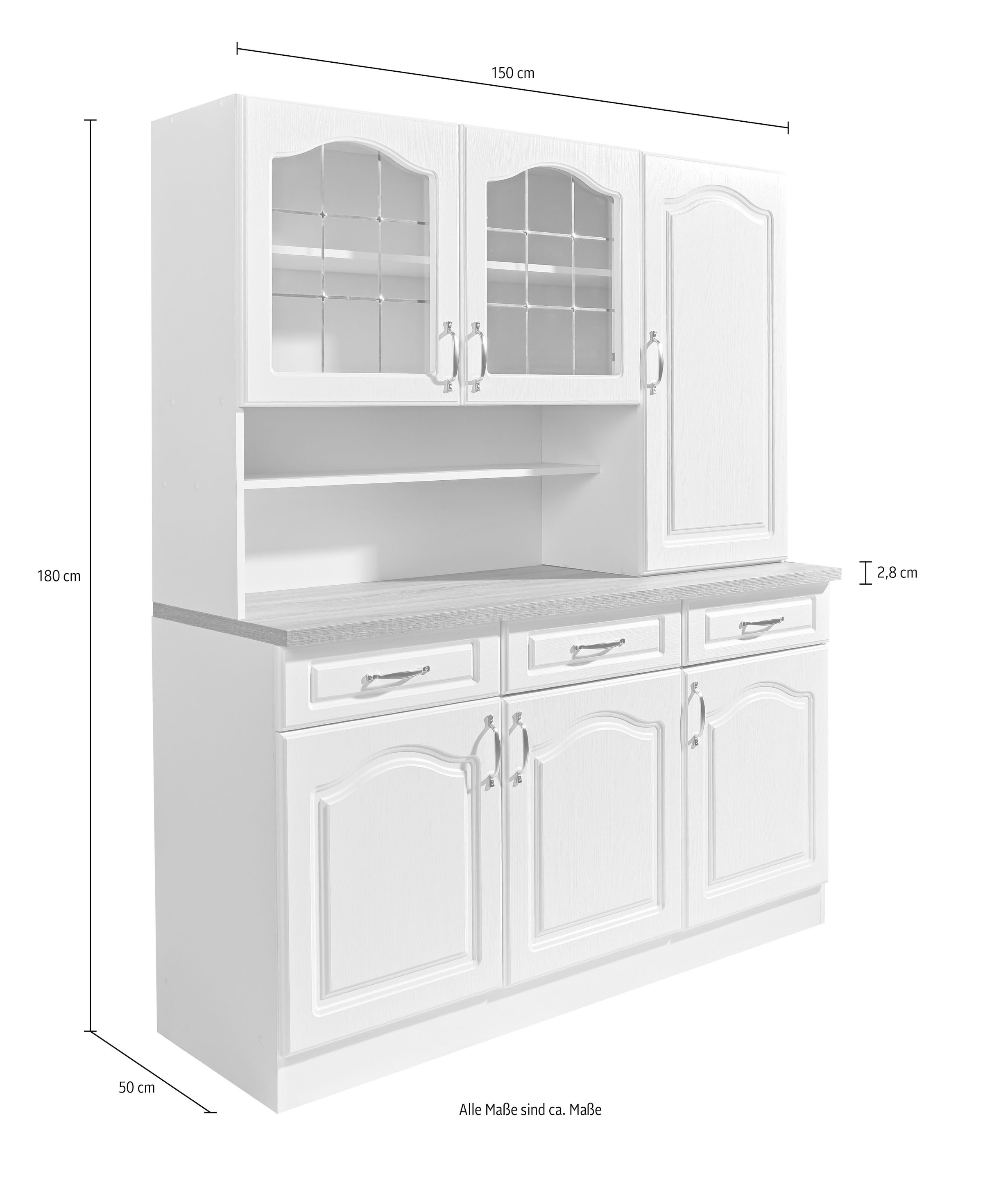 wiho Küchen Küchenbuffet »Linz« 150 cm breit, in Landhaus-Optik