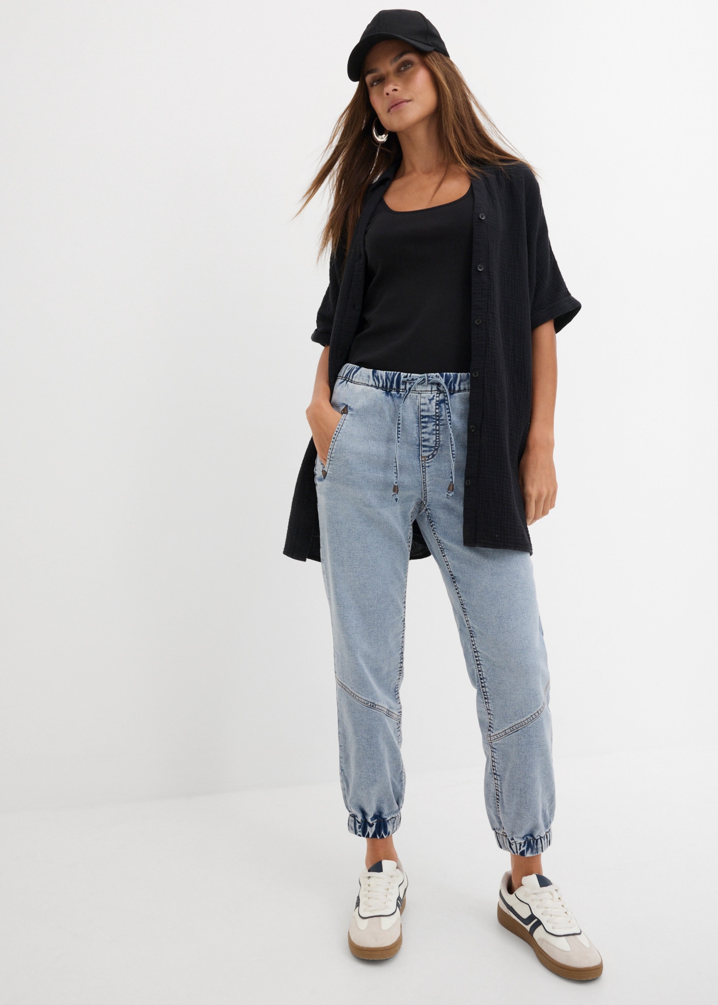 bonprix Jeggings en jeans coupe ample, en coton, polyester et élasthanne