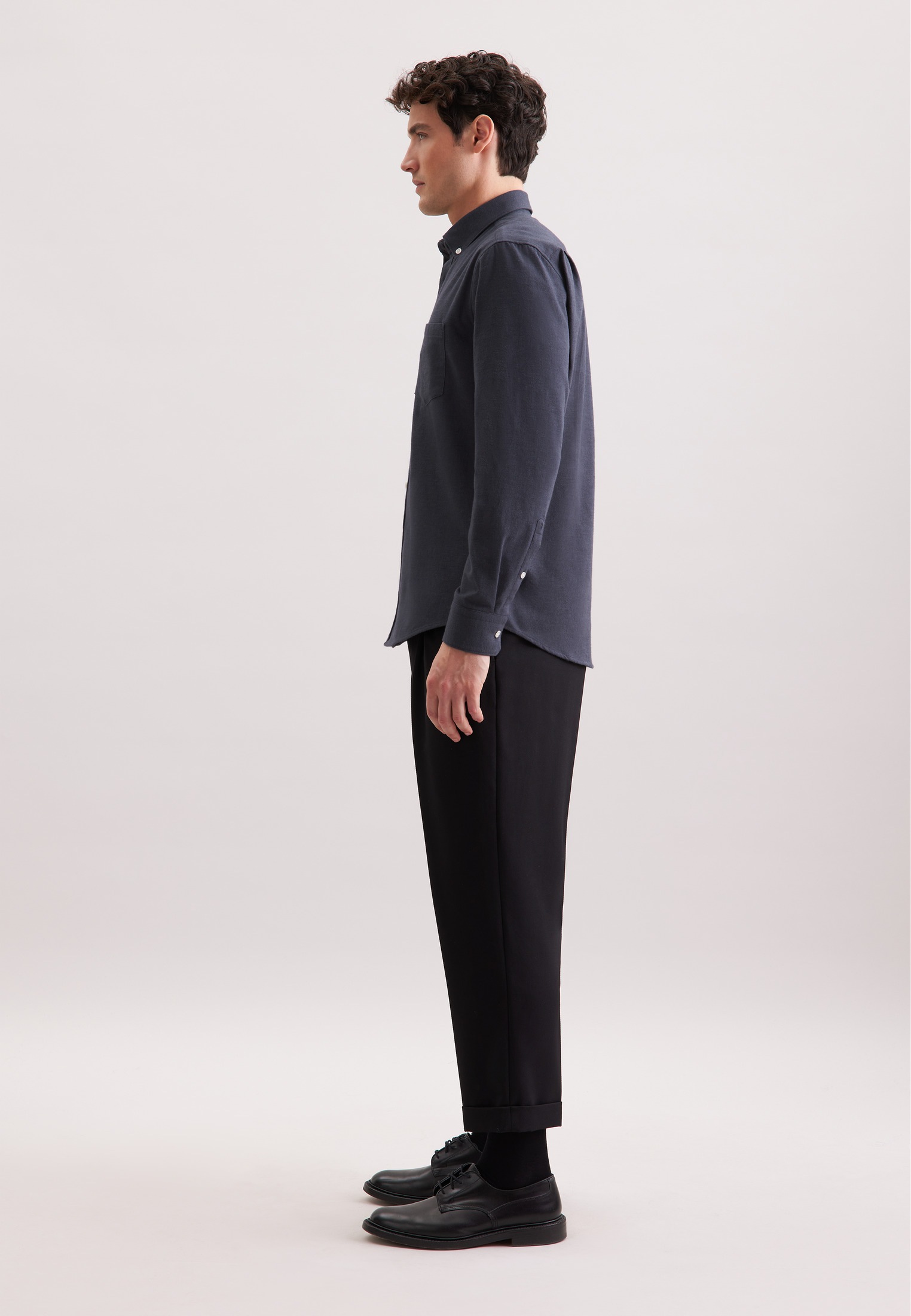 seidensticker Flanellhemd Regular 1/1 Button-Down-Kragen Uni