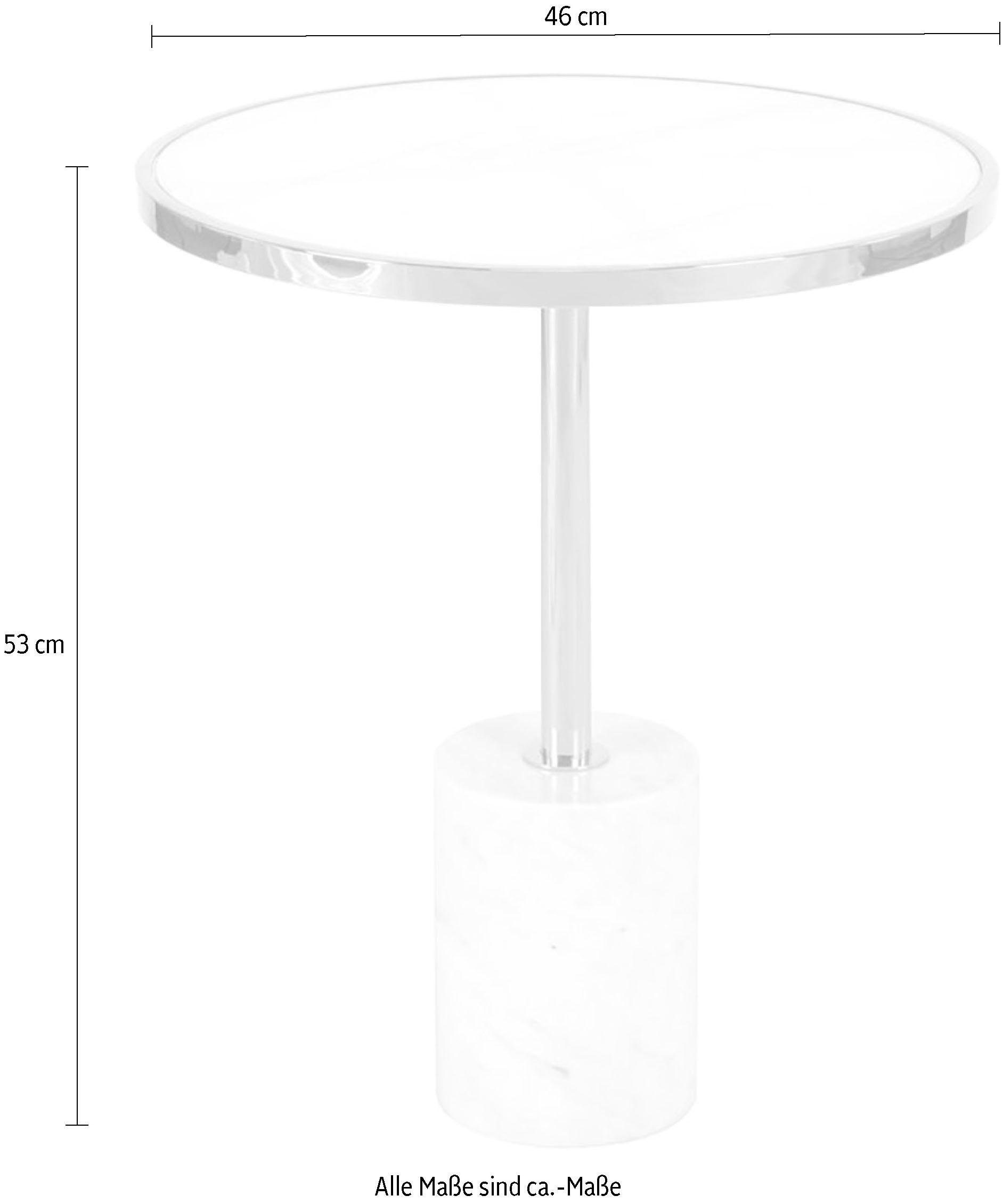 Kayoom Beistelltisch »Lana 525, luxuriöser Beistelltisch, Glamour-Optik, edles Metallgestell«, (1 St.), Ablage in Marmoroptik, Standfuss aus echtem Marmor, hochwertig