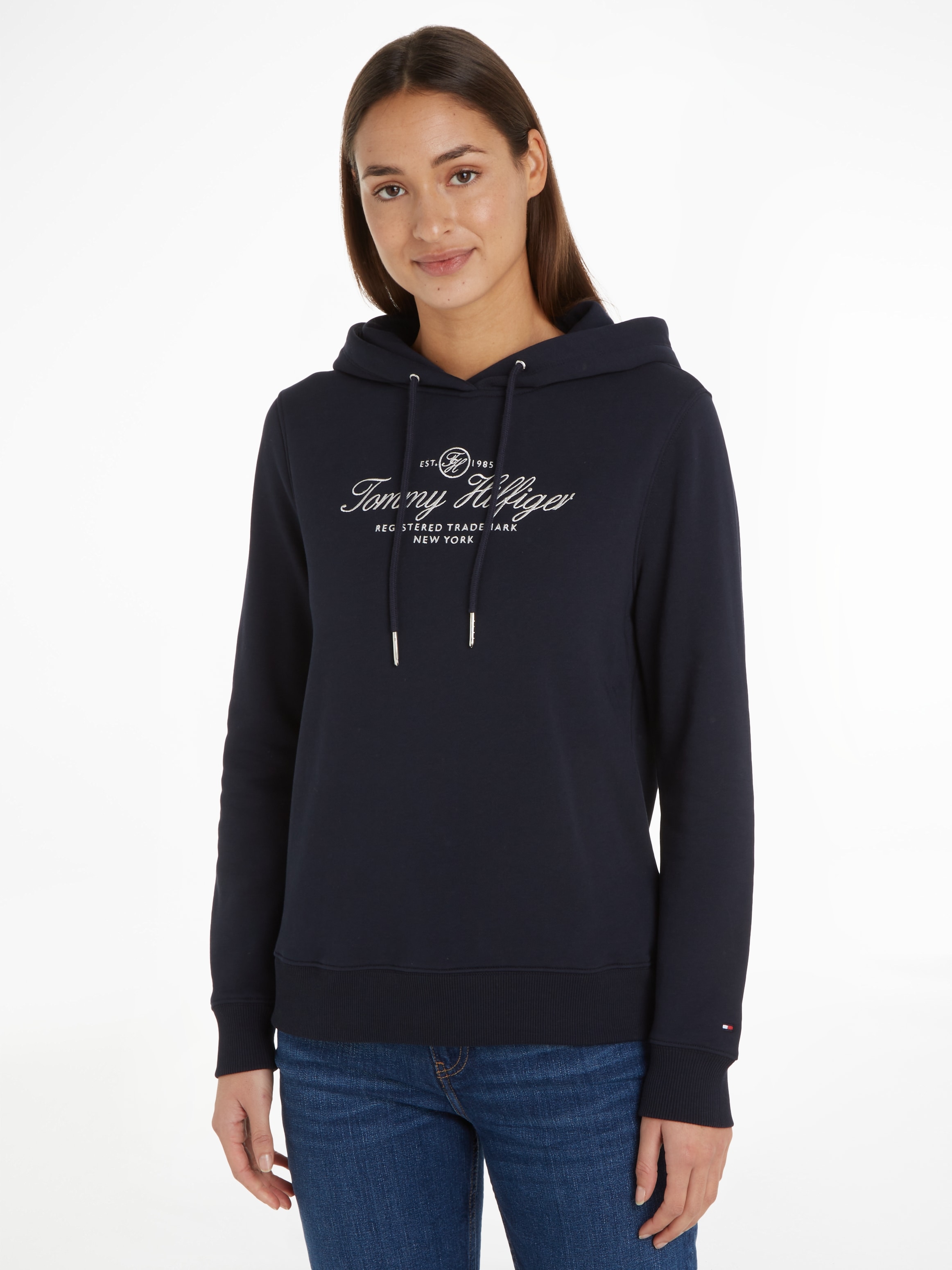 Kapuzensweatshirt »REGULAR HILFIGER SCRIPT HOODIE«, mit grosser Logo-Stickerei auf der...