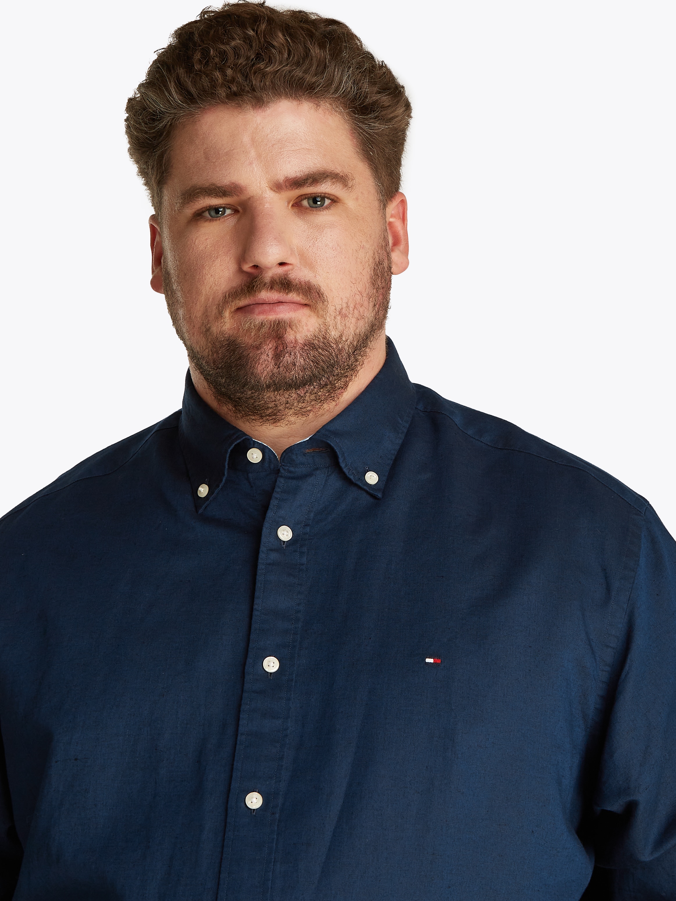 Tommy Hilfiger Big & Tall Langarmhemd »BT-LINEN BLEND SOLID«, Grosse Grössen