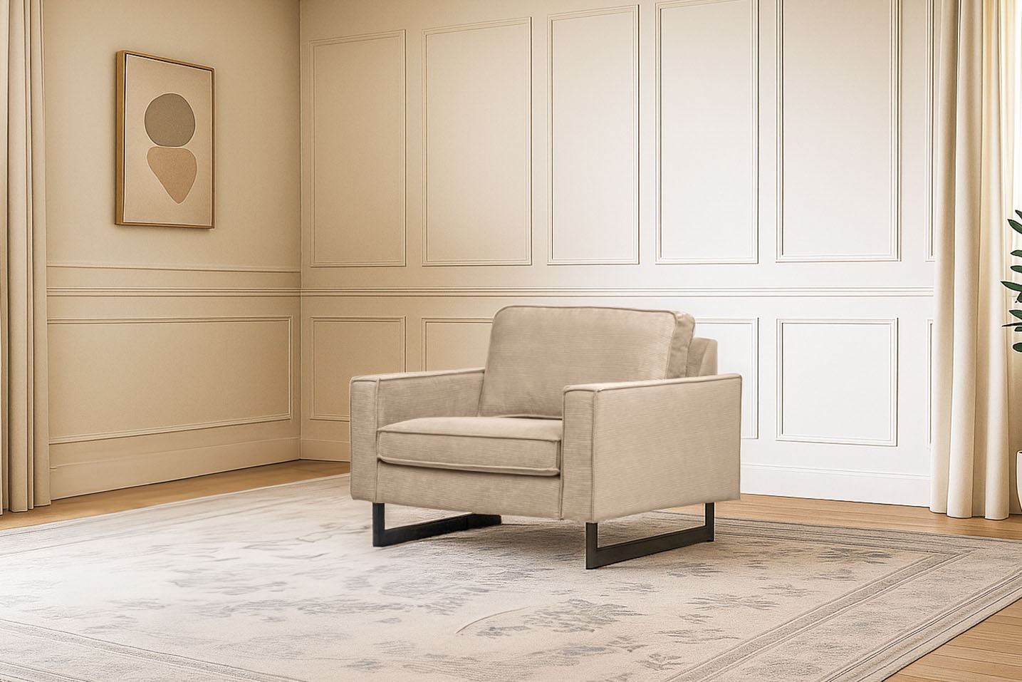 Home affaire Canapé 2 places »Pinto 105 cm, Cord, Chenille, Lederoptik« mit Keder, Metallfüssen und auch in Cord Bezug erhältlich