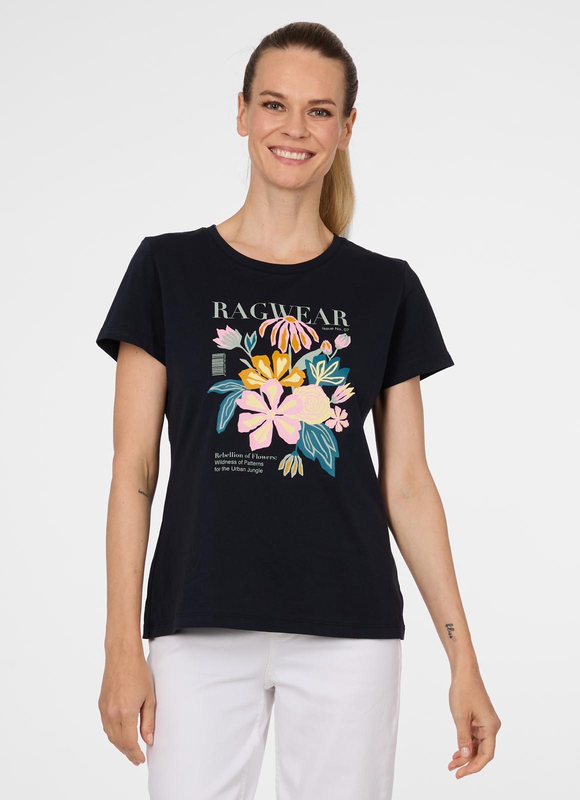 Image of Ragwear Kurzarmshirt "MINTTA PP" mit bedruckter Optik und Druck, Loose Fit, pflegeleicht