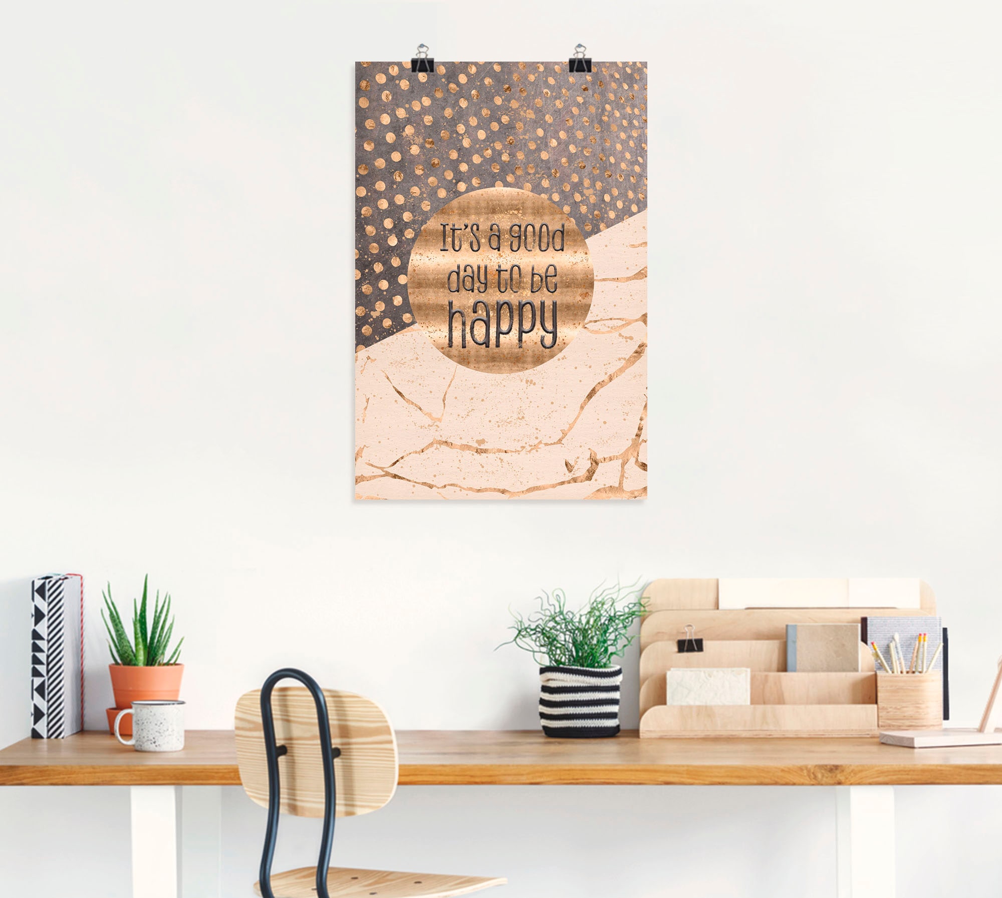 Artland Fresque murale »Ein guter Tag um glücklich zu sein« 1 cuis tlg. als Alubild, Outdoorbild, Leinwandbild, Poster, Wandaufkleber