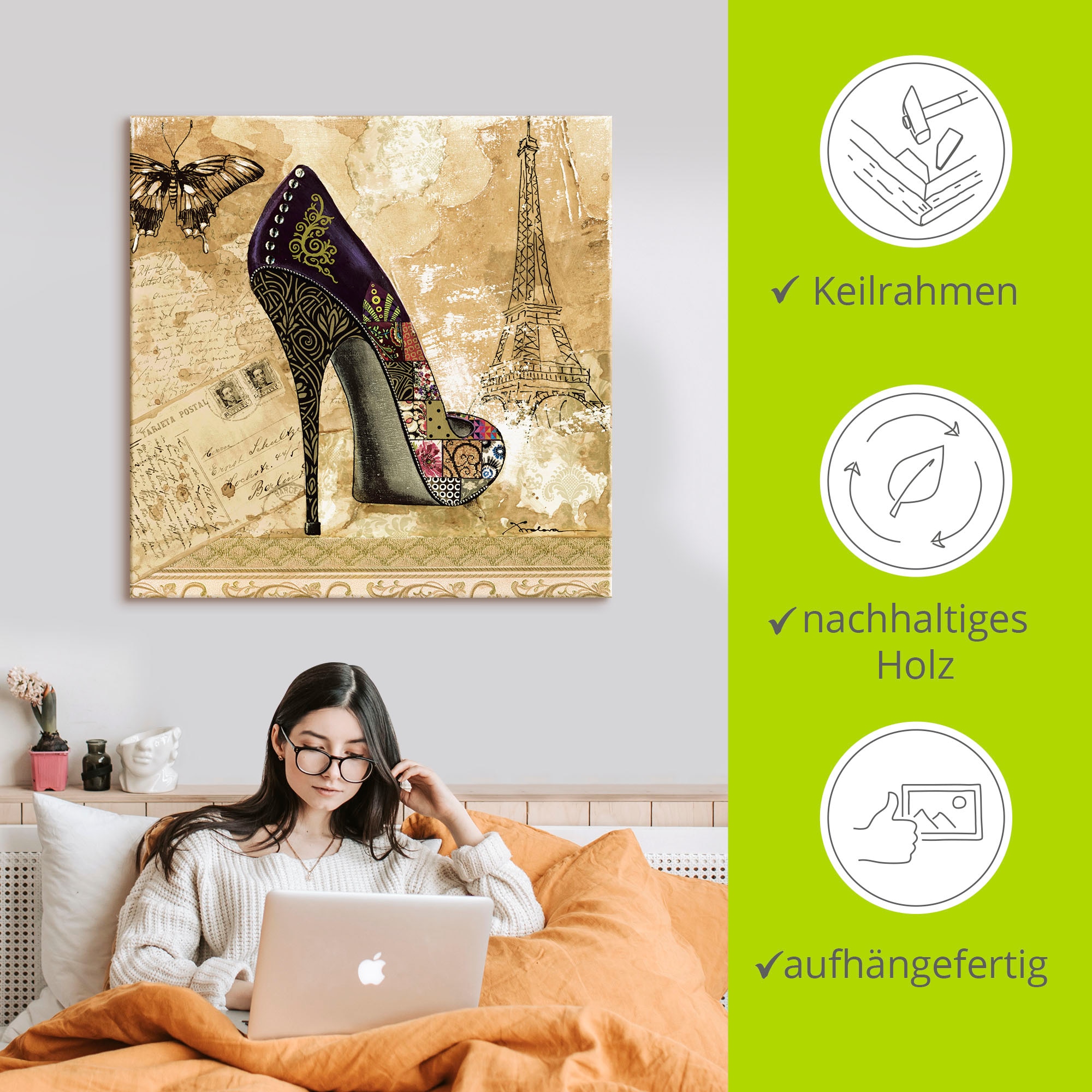 Artland Tableau sur toile »Veränderliche Zeiten IV - Stiletto« 1 cuis tlg. auf Holzrahmen gespannt