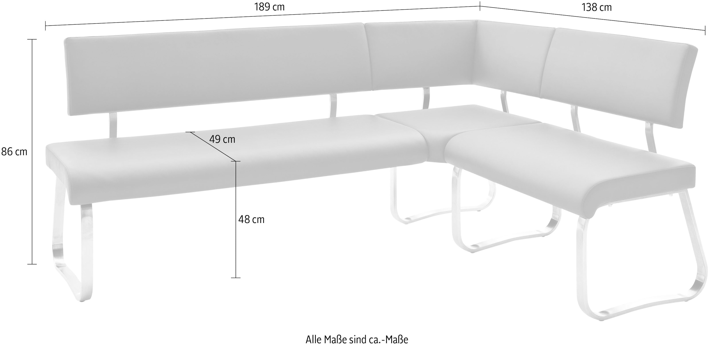 MCA furniture Eckbank »Arco«, Eckbank frei im Raum stellbar, Breite 200 cm,  belastbar bis 500 kg jetzt kaufen