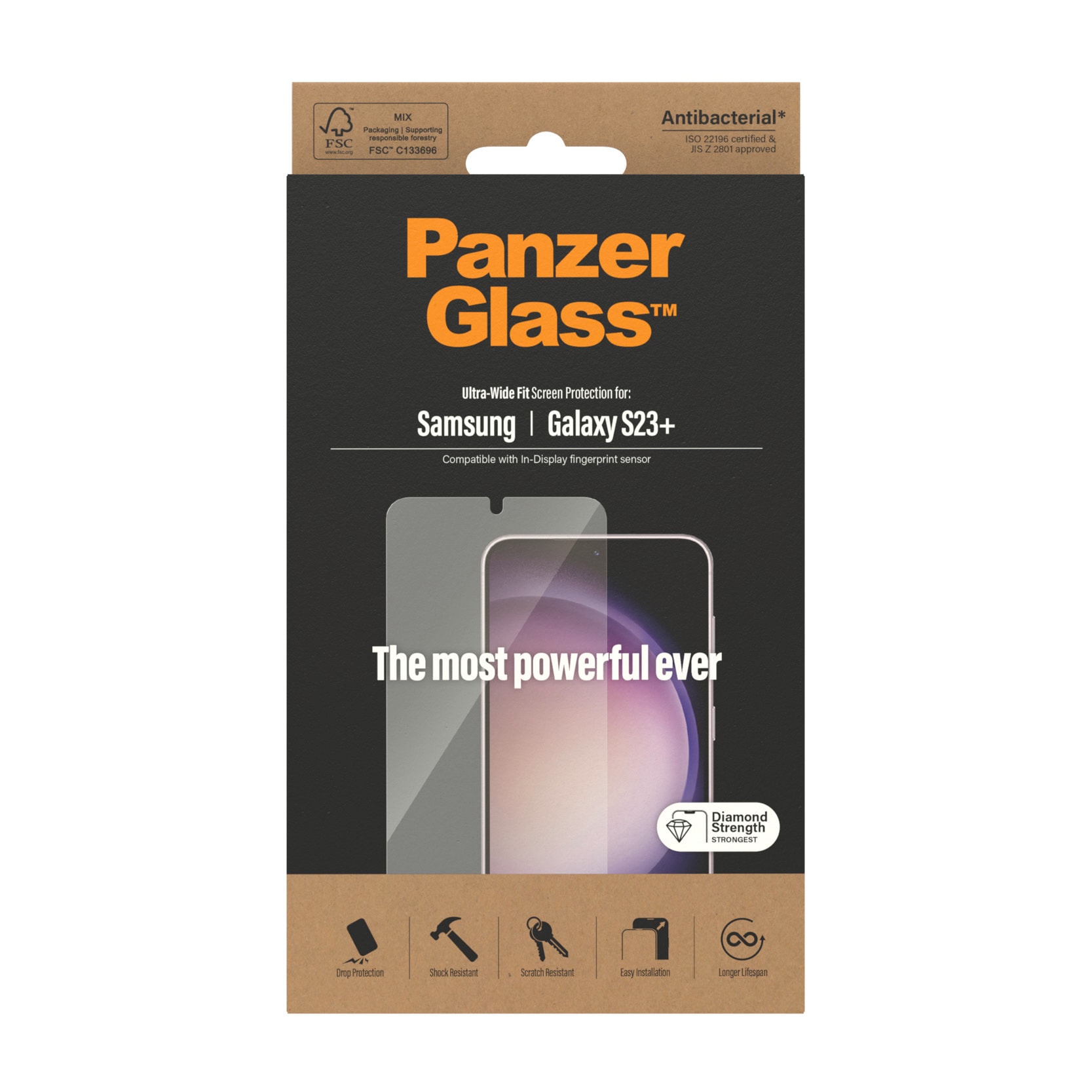 PanzerGlass Displayschutzfolie »Ultra-Wide Fit Screen Protector«, für Samsung Galaxy S23 Plus, (1 St.), Displayschutzfolie, Schutzfolie, Bildschirmschutz, kratz- & stossfest