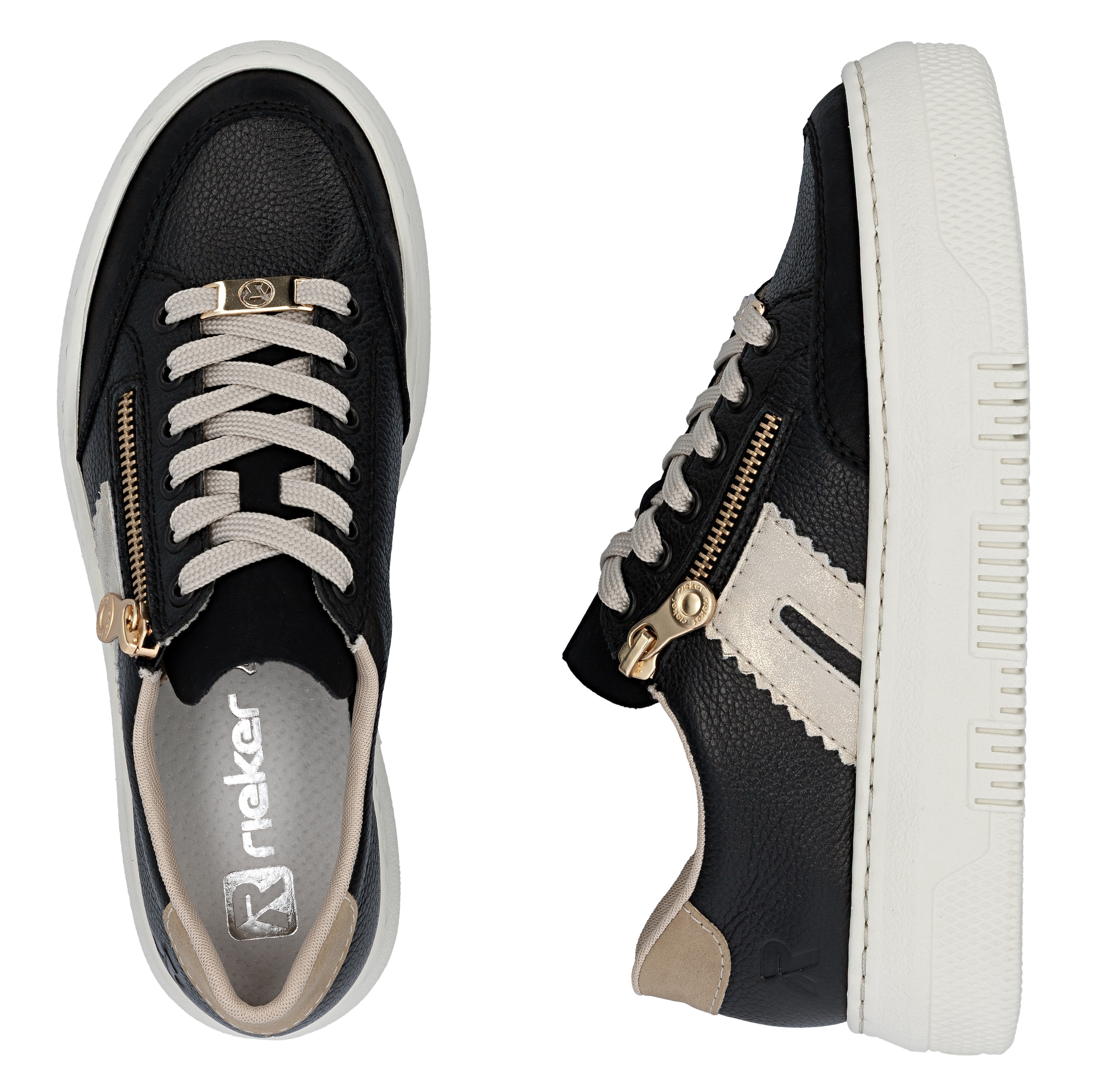 Rieker Plateausneaker  Schnürschuh, Halbschuh, Freizeitschuh mit seitlichem Reissverschluss