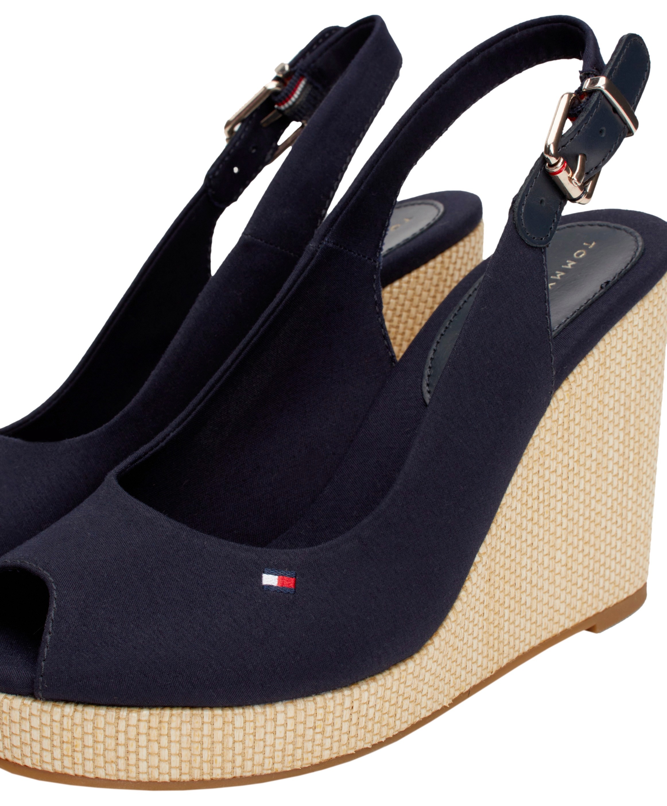 Tommy Hilfiger Keilsandalette »ICONIC ELENA SLING BACK WEDGE«, Sommerschuh, Sandale, Keilabsatz, mit verstellbarer Schnalle