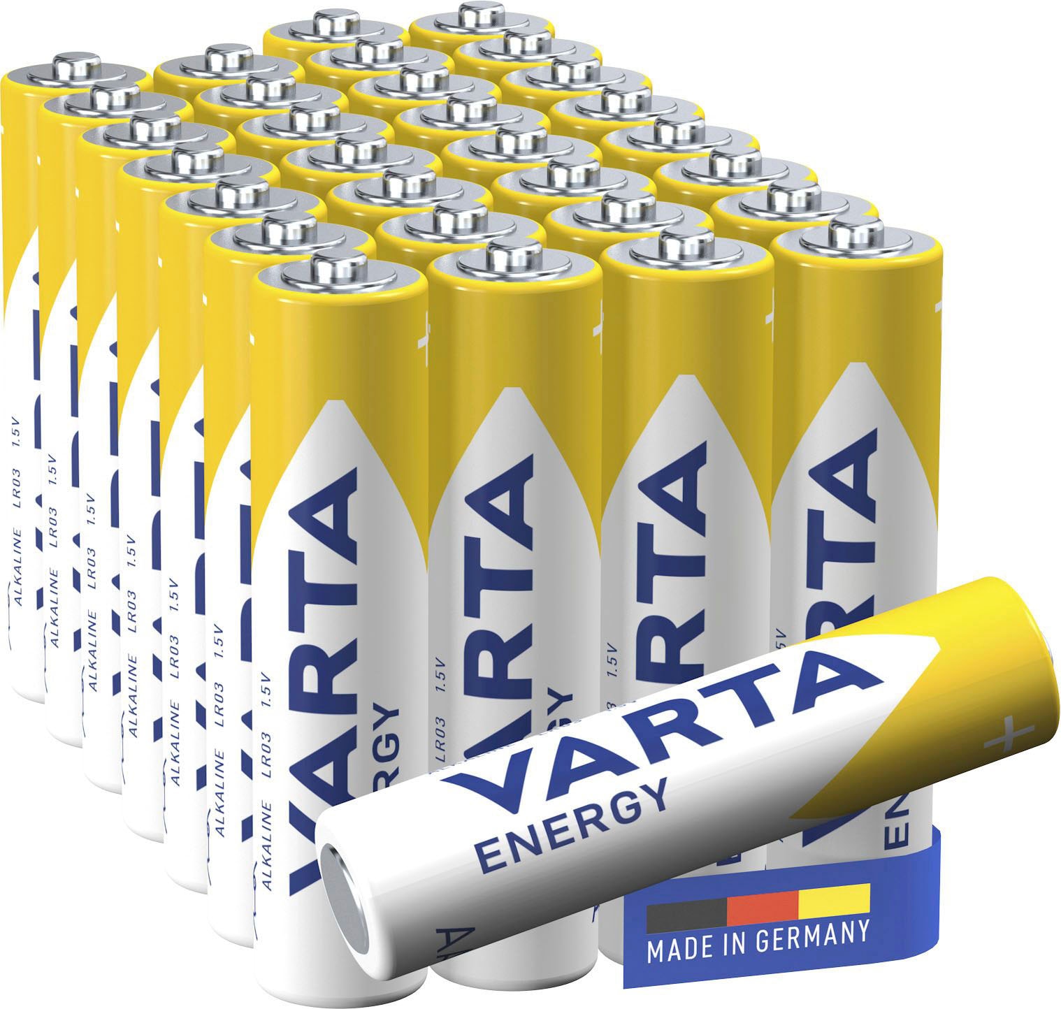 VARTA Batterie »30 er Pack ENERGY AAA Micro Batterie Set, made in Germany«, LR03, (Packung, 30 St.), bis zu 5 Jahren lagerfähig!