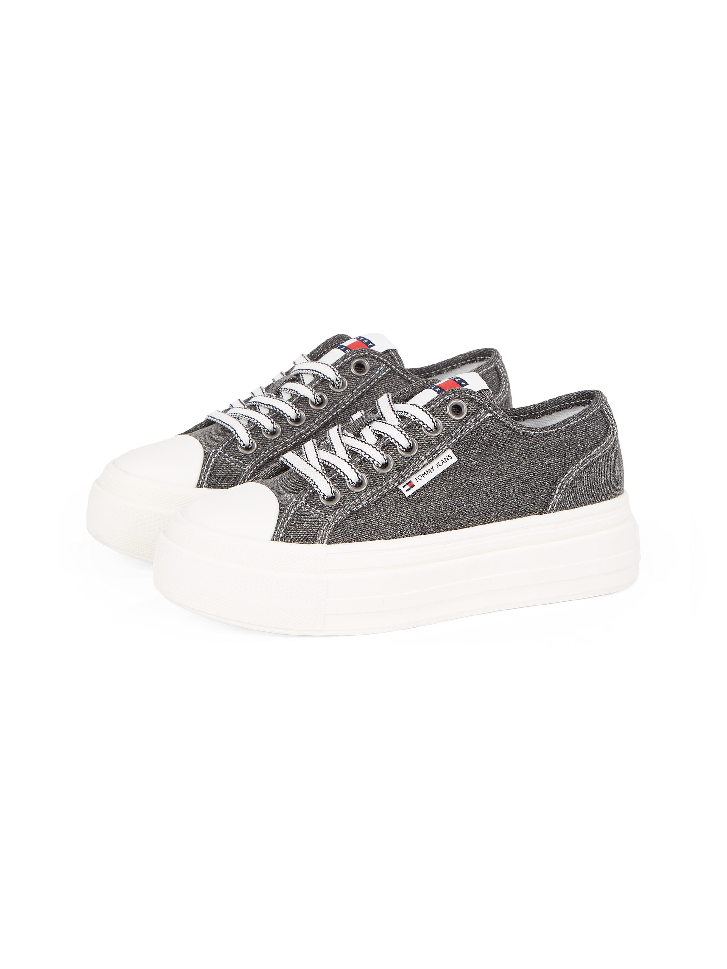 Image of Tommy Jeans Plateausneaker "TJW FOXING FLATFORM LC", Freizeitschuh, Halbschuh, Schnürschuh im Jeans-Look