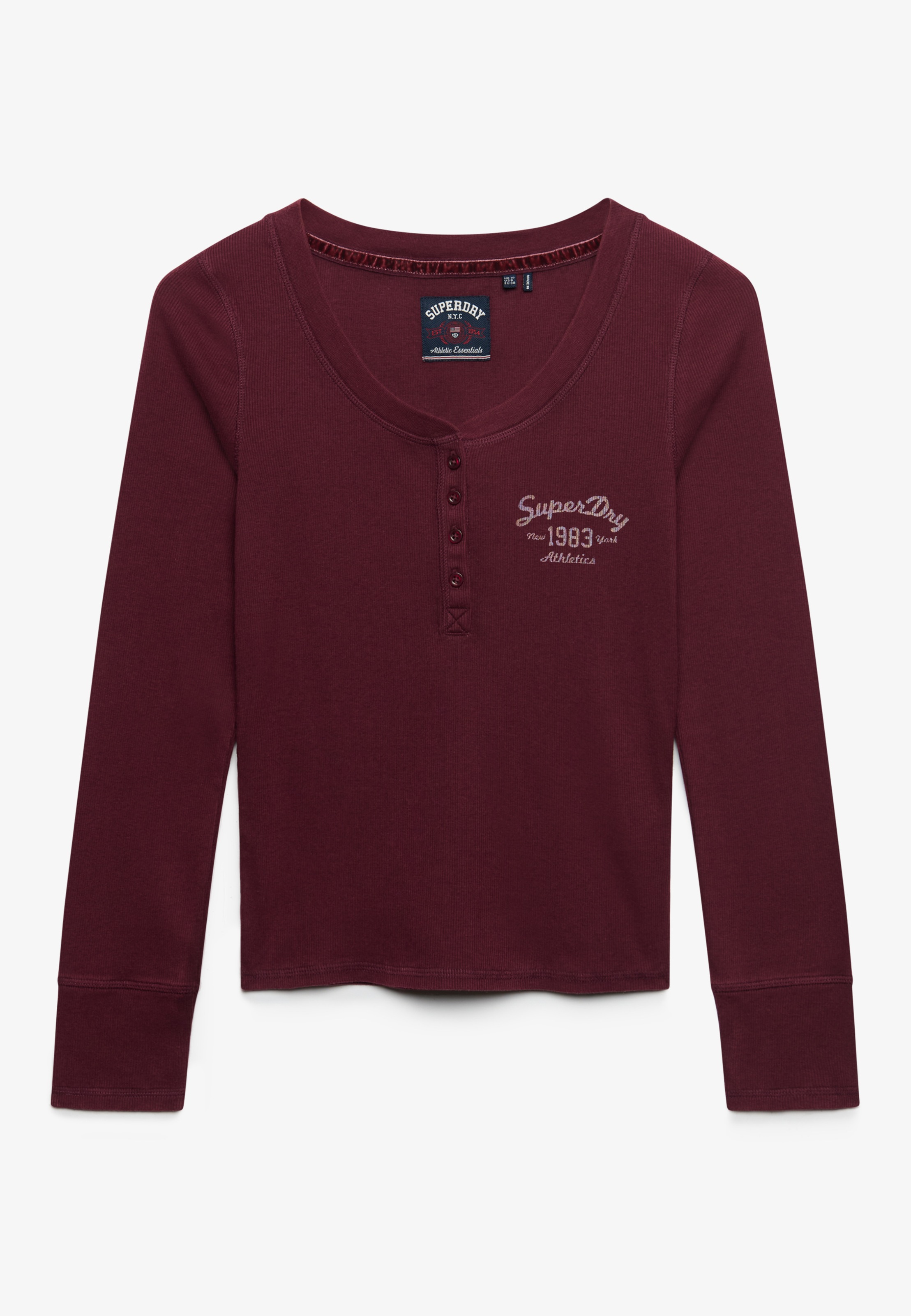 Superdry T-shirt Henleys »ATHLETIC BUTTON DOWN LS TOP« Baumwollmischung, skinny fit
