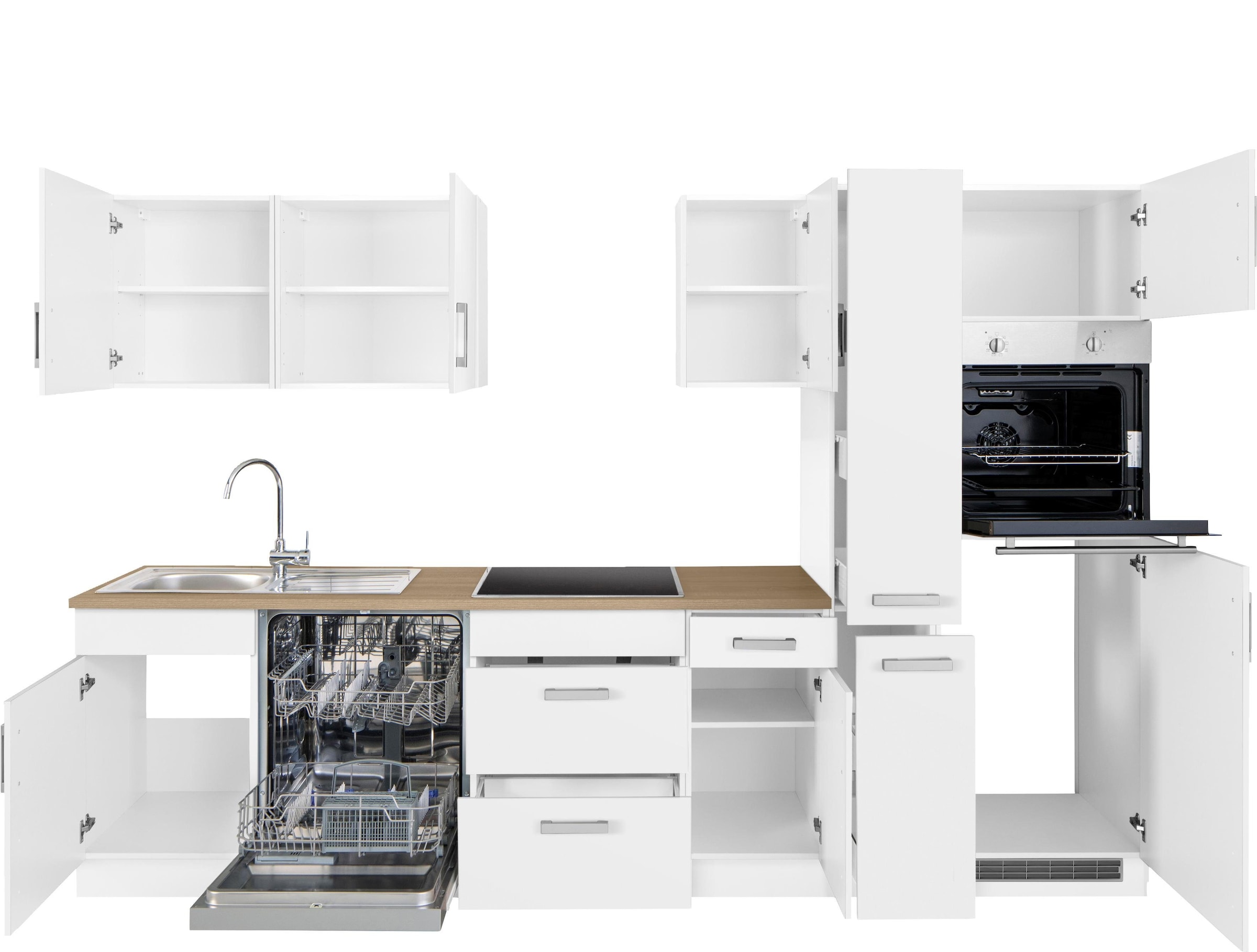 KOCHSTATION Kitchenette »KS-Gera« Largeur 300 cm, avec appareils électriques en option, avec plan de travail
