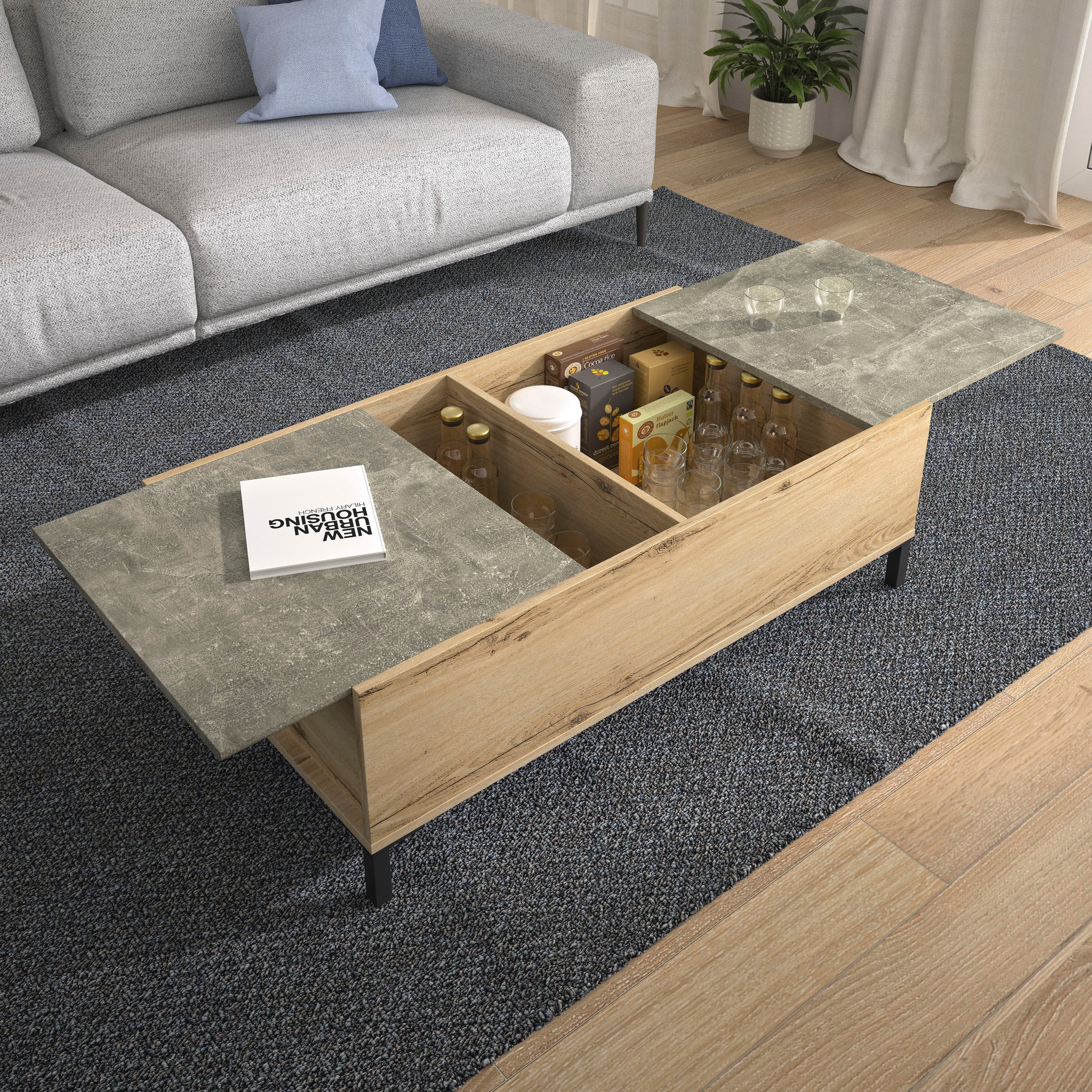 Image of Gami Couchtisch »Locker«, mit Auszug und 2 darunter liegenden Aufbewahrungskammern bei Ackermann Versand Schweiz