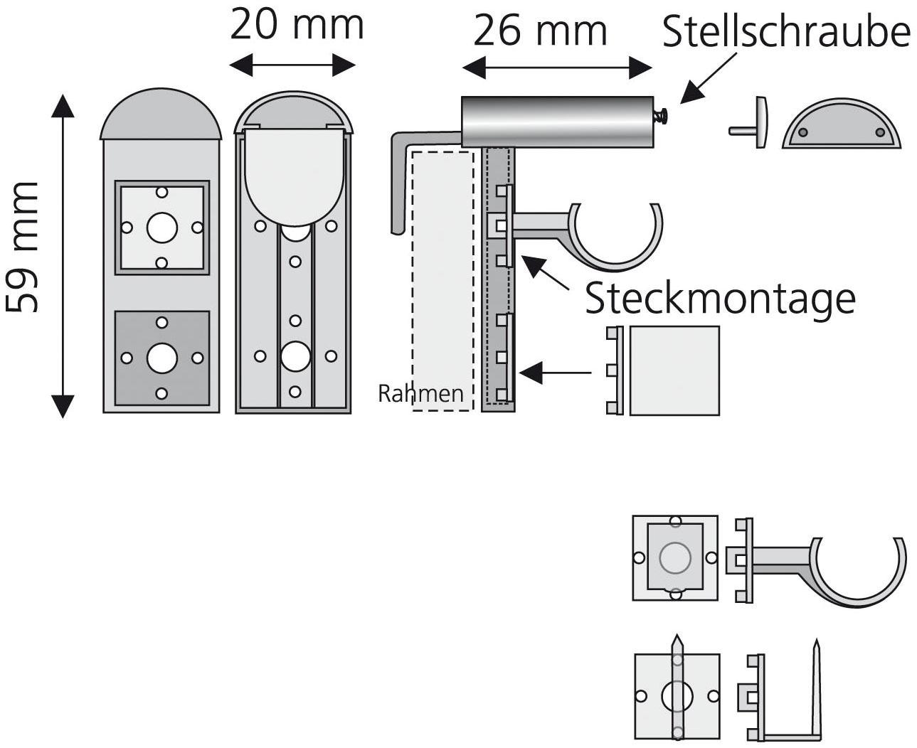 Liedeco Klemmträger, (Set, 2 St.), Vitragen-Scheibenstangen jetzt für kaufen