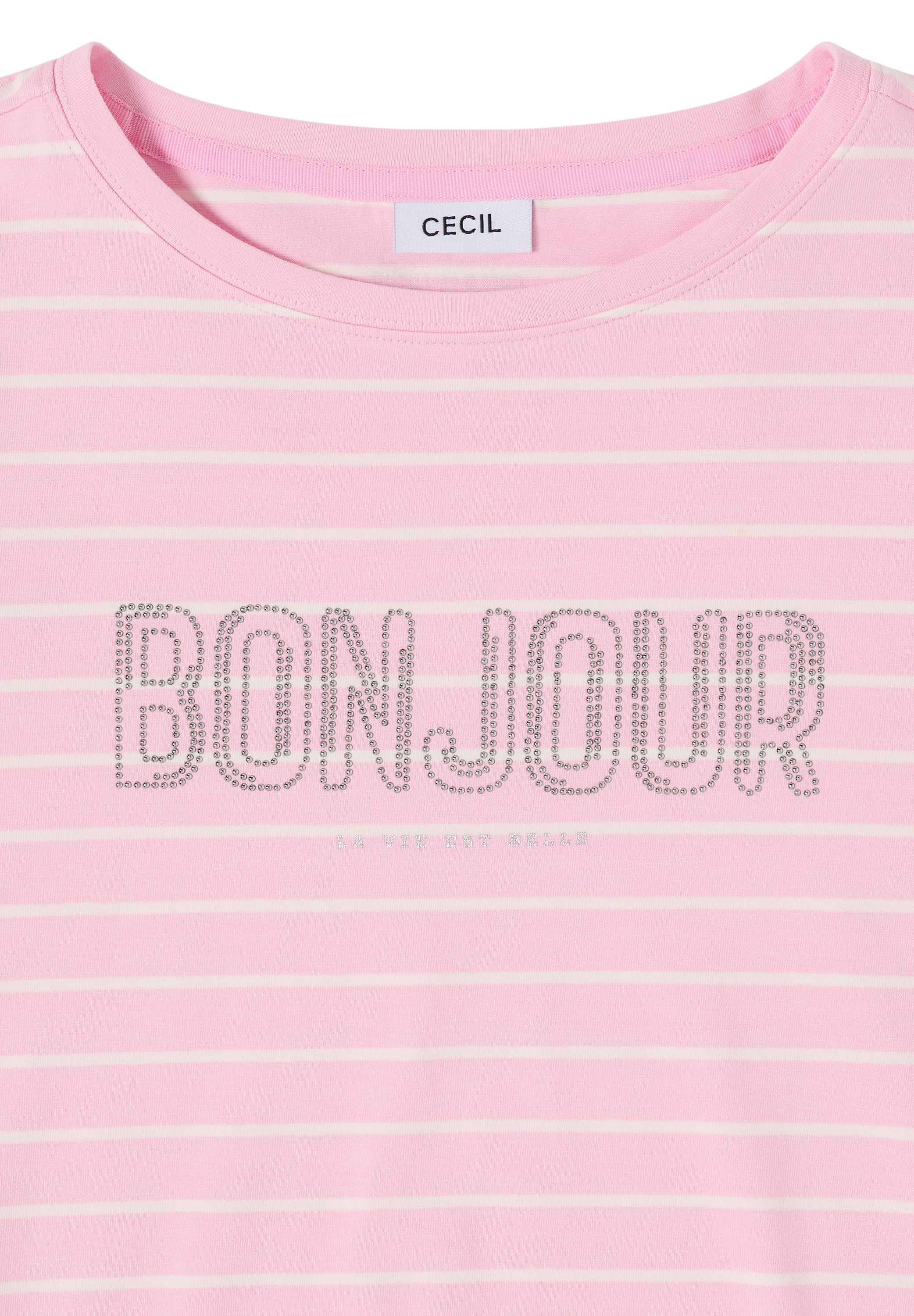 Cecil T-shirt à manches courtes Sommershirt mit Streifen und Wording
