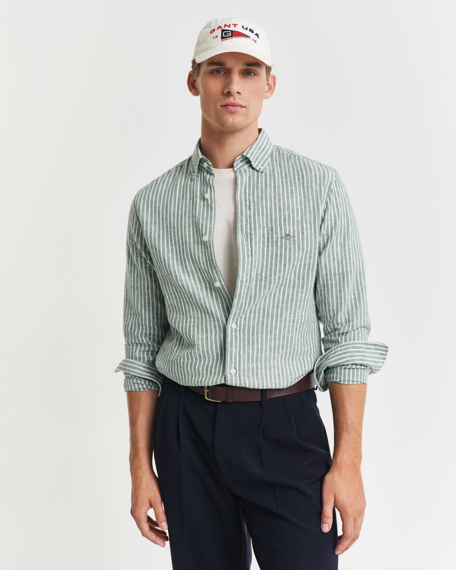 Image of Gant Langarmhemd "REG COTTON LINEN STRIPE SHIRT" leicht, luftig und atmungsaktiv