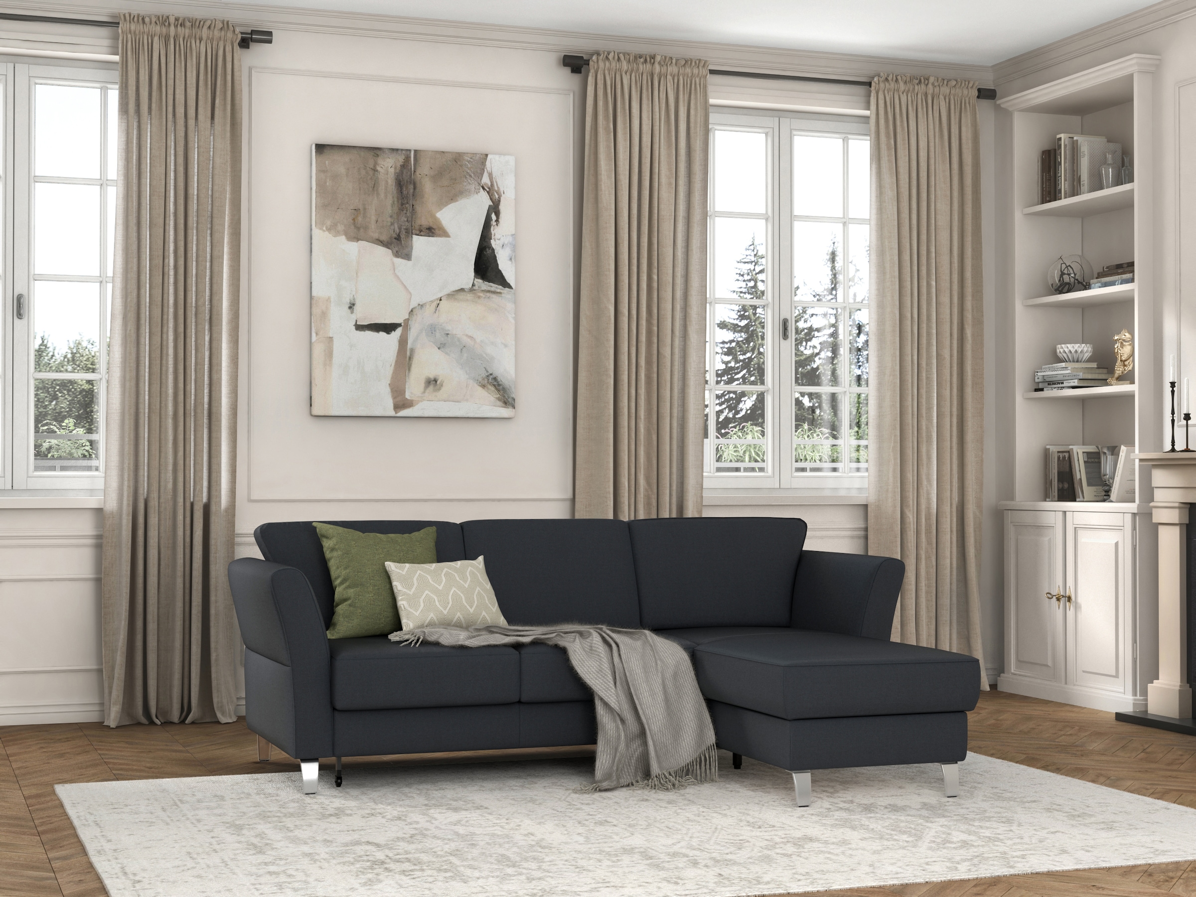 sit&more Ecksofa »Visby L-Form«, wahlweise mit Bettfunktion und Bettkasten, frei im Raum stellbar