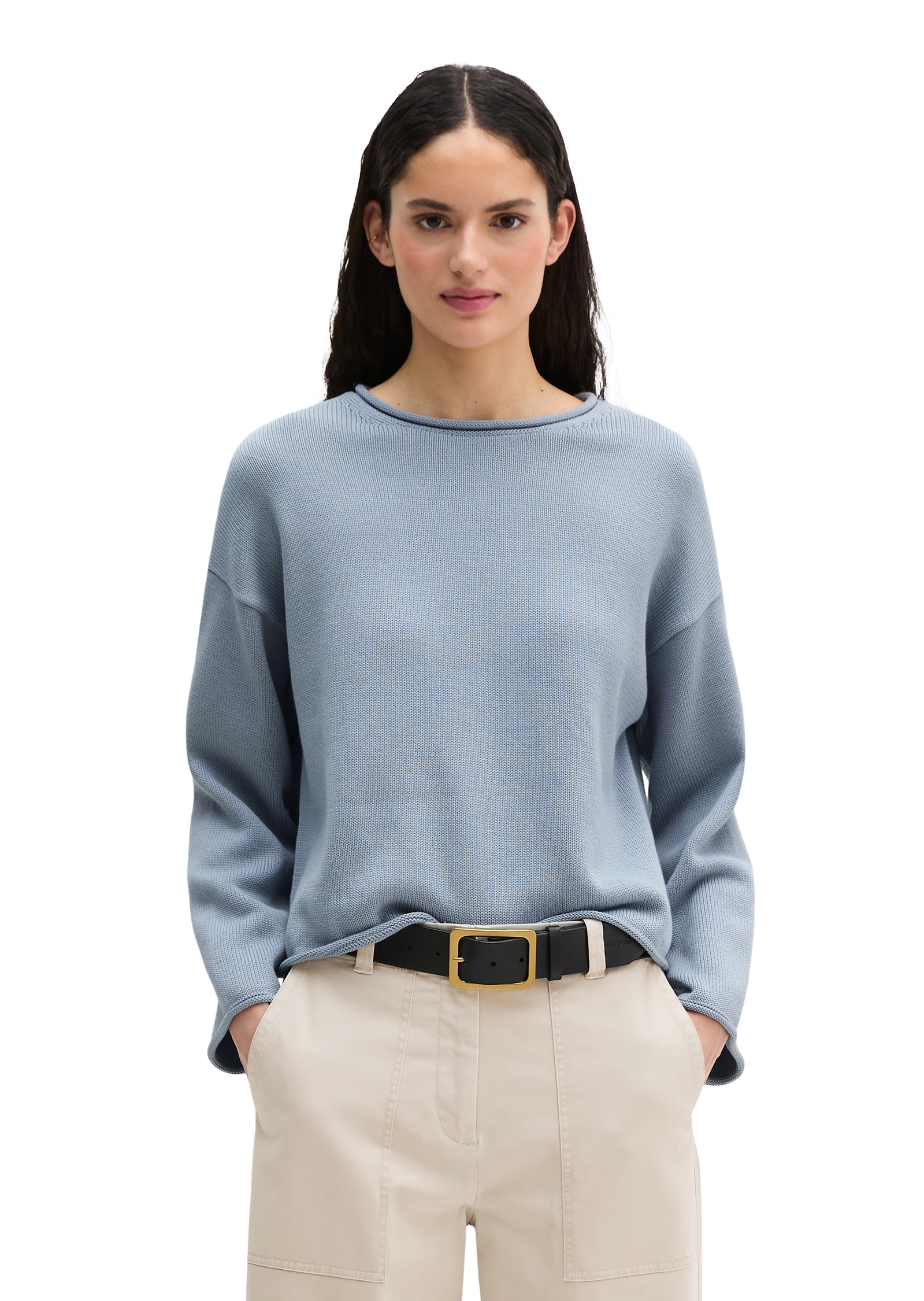 Image of Marc OPolo Strickpullover Heavy Weight Cotton, Loose Fit, Rollkanten an allen Säumen