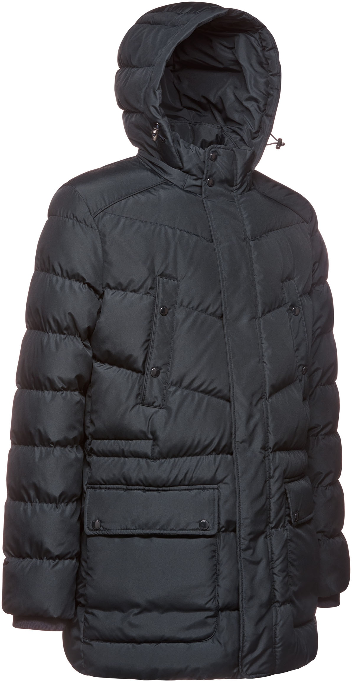 Geox Langjacke »LEITAN«, mit Kapuze, mit Kapuze, 4 Taschen, verdeckter Reissverschluss + Drucker