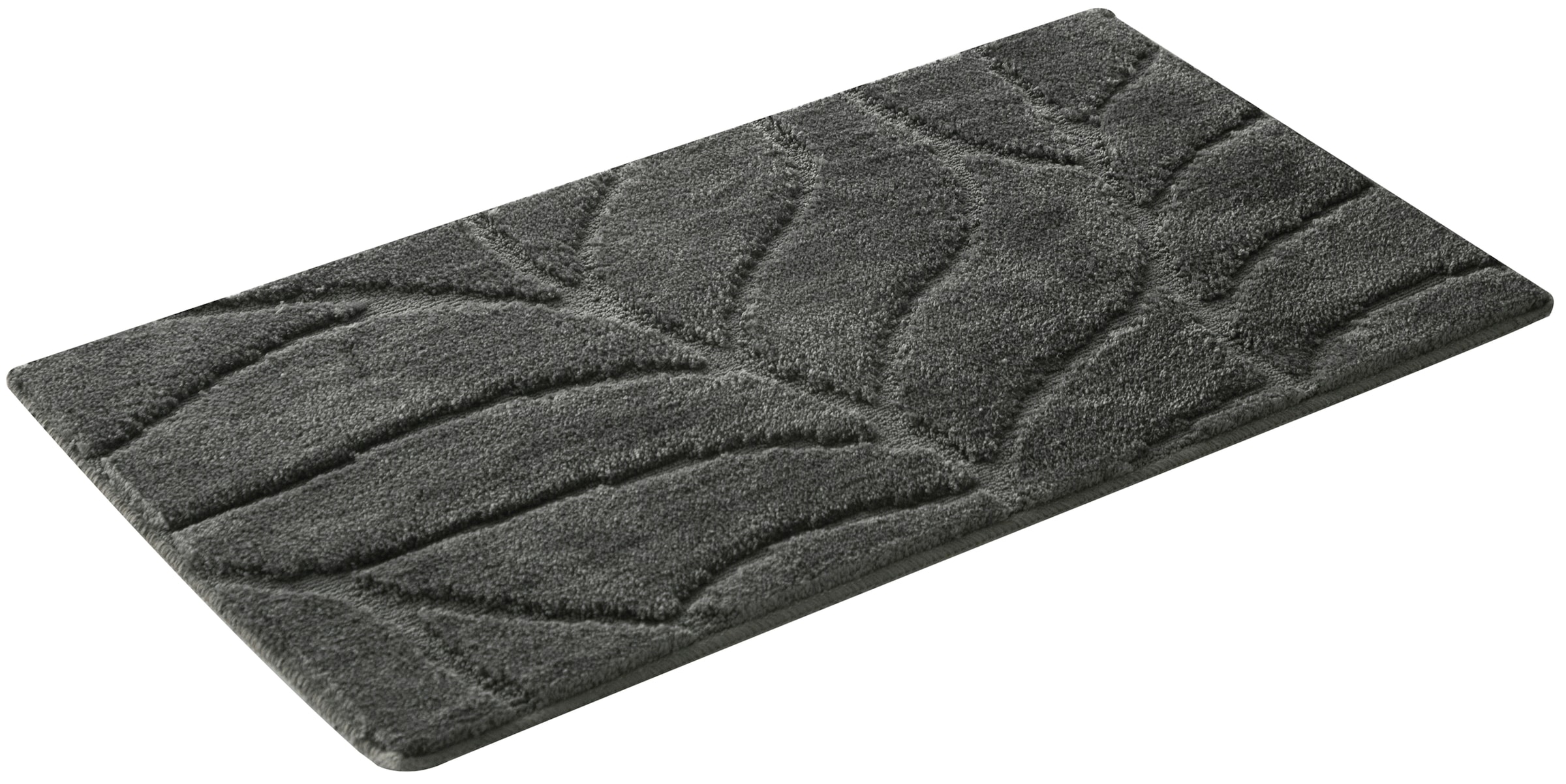 my home Badematte »Epense, Badvorleger, Badezimmer Teppich, Duschvorleger«, rutschhemmend beschichtet, fussbodenheizungsgeeignet-schnell trocknend, Badteppich, Uni Farben, Blätter, Blattstruktur, Hoch-Tief Effekt