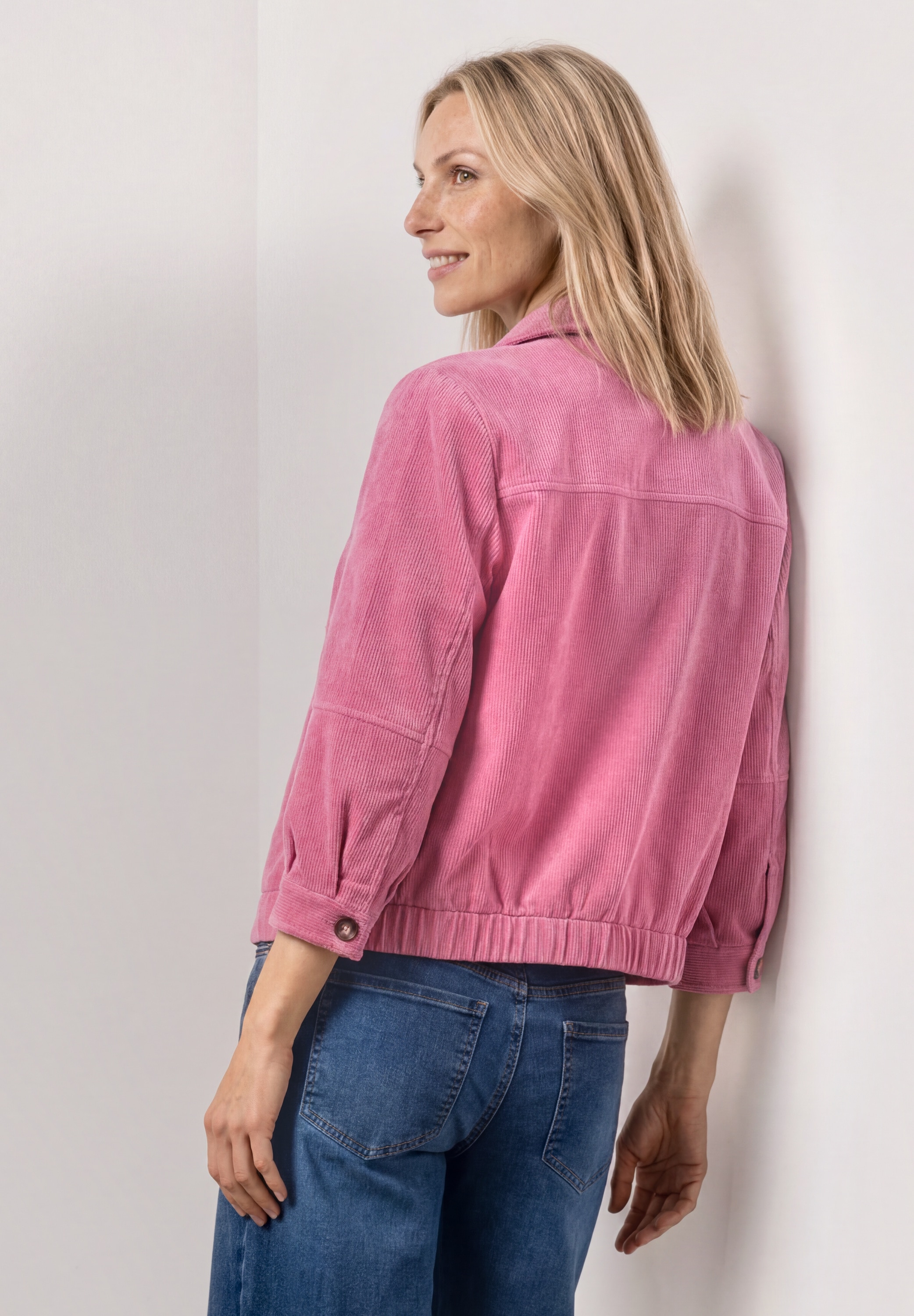 STREET ONE Veste en velours côtelé sans capuche veste en velours côtelé manches 3/4 avec col chemise