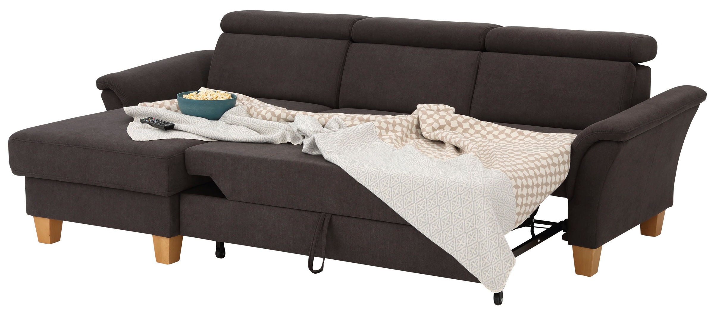 Home affaire Ecksofa »Conville L-Form«, Federkern, wahlweise mit Bettfunktion und Bettkasten bzw. Stauraum