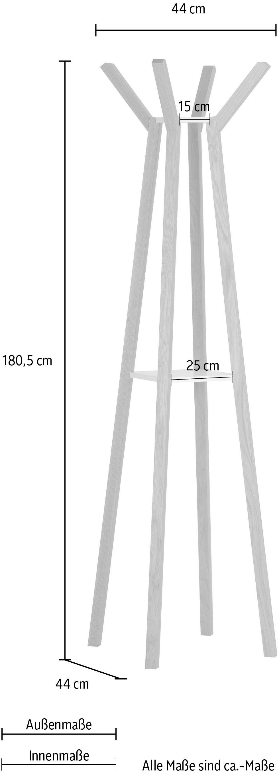 Woodman Garderobe »Monti«, im skandinavian Design, aus massiver Eiche, mit 4 Haken