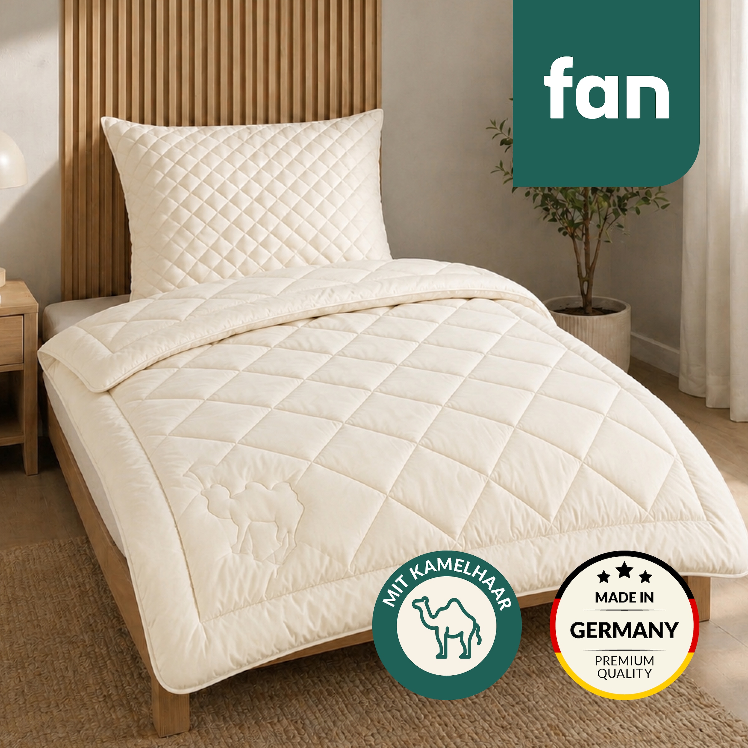 Image of fan Naturhaarbettdecke "Gobi 97% Kamelhaar, Bettdecken für Sommer und Winter" warm Füllung Kamelhaar Bezug Baumwolle 1 Stk. tlg. Kamelhaarfüllung - temperaturausgleichend- Made in Germany