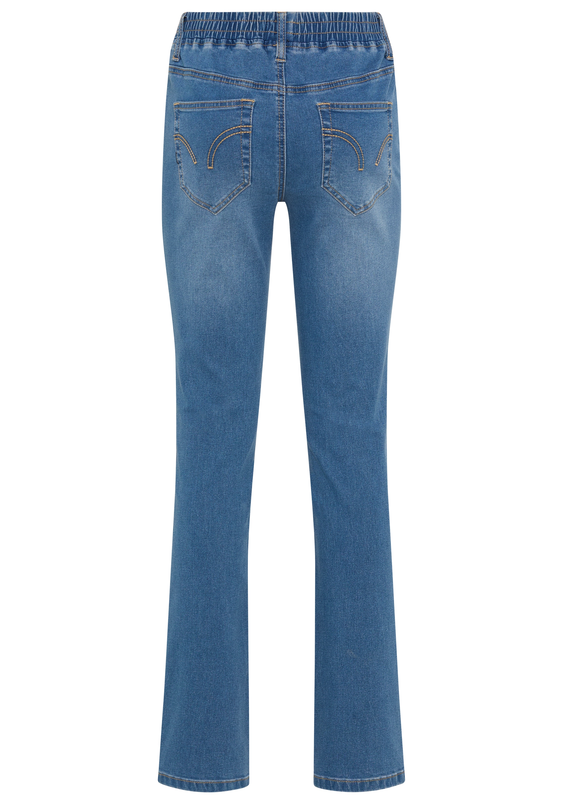 Arizona Jeans Relax-fit »mit Schlupfbund« à jambe large, en denim/jean élastique