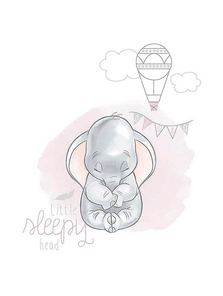 Image of Komar Bild "Dumbo Sleepy" Disney 1 Stk. tlg. Wandbild zur Dekoration im Kinderzimmer - ohne Rahmen