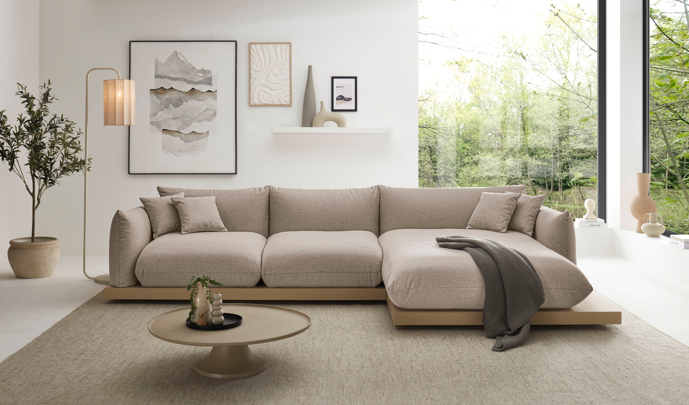 Image of GOODproduct Ecksofa "Kalix L-Form, 323 cm - OTTO. Verlässliche Qualität." Designsofa, auf Holzplateau, Strukturstoff, hoher Sitzkomfort