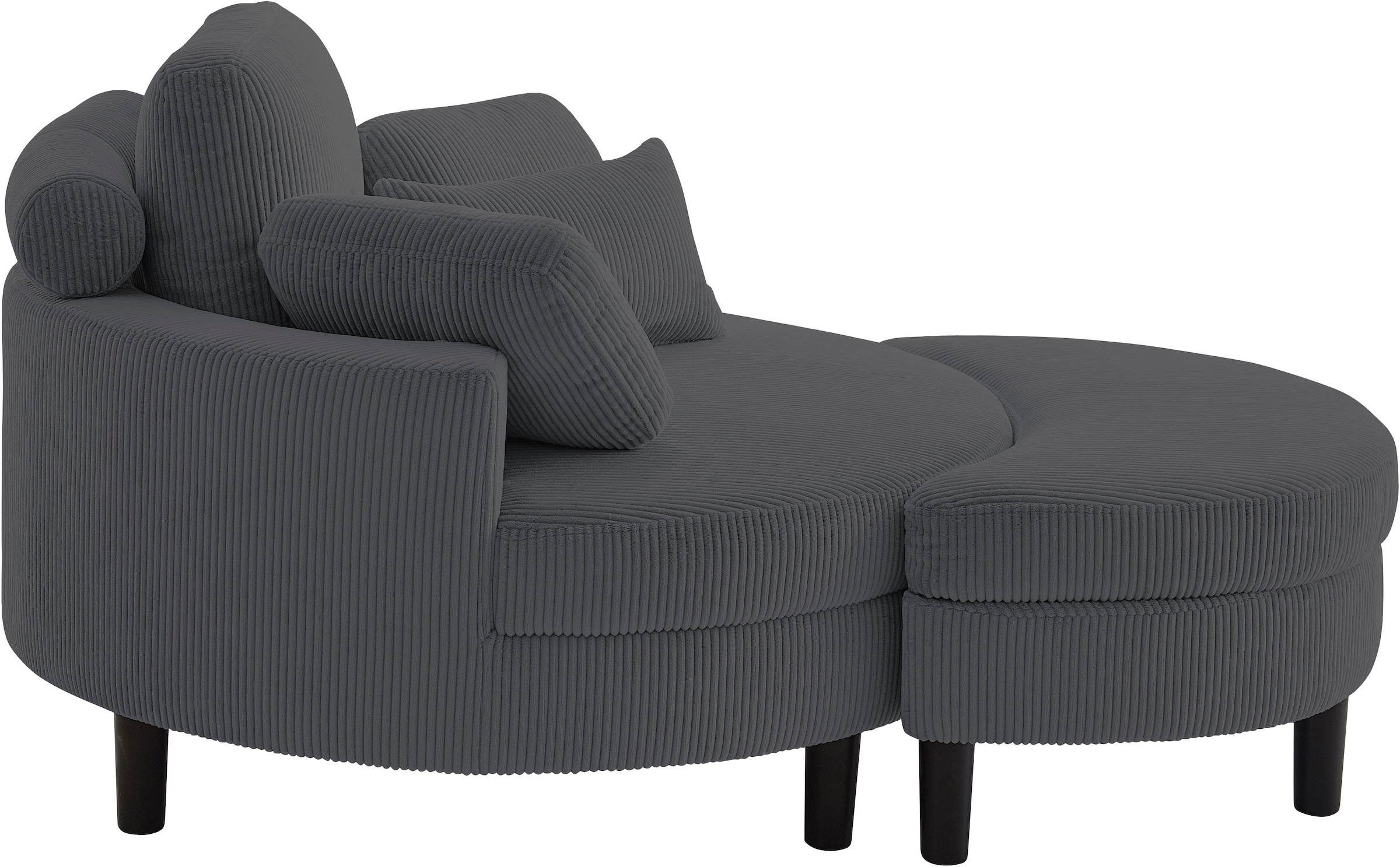 ATLANTIC home collection Loveseat »Ravi, B: 114 cm«, XXL- Sessel, mit Stauraumhocker, Rückenstütze & 4 Zierkissen