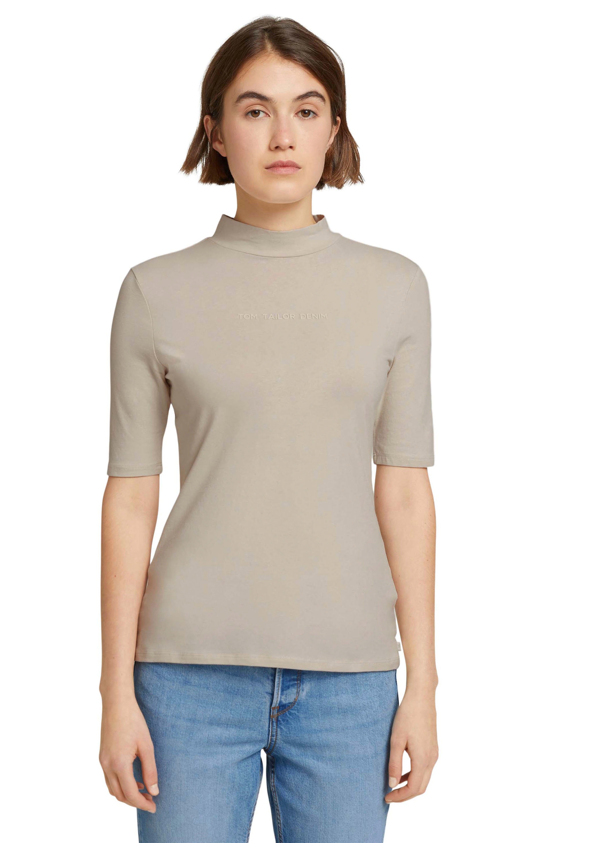 Image of TOM TAILOR Denim Stehkragenshirt, mit dezentem Logodruck bei Ackermann Versand Schweiz