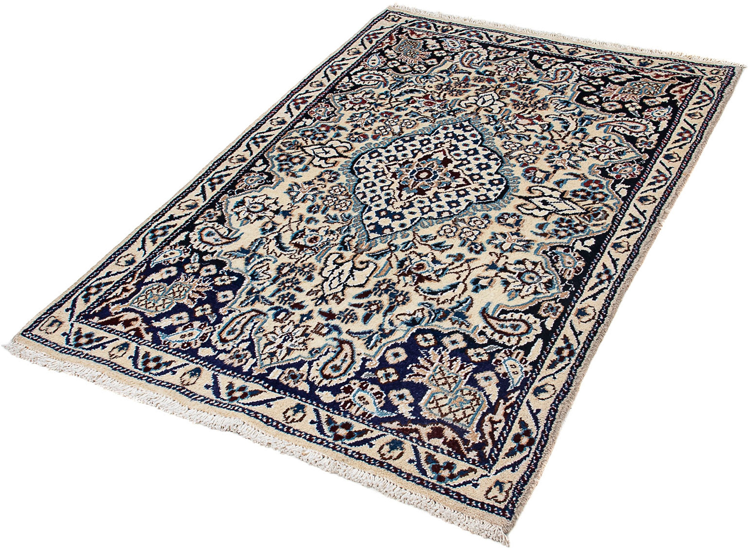 Image of morgenland Orientteppich »Perser - Nain - 132 x 87 cm - dunkelblau«, rechteckig, 10 mm Höhe, Wohnzimmer, Handgeknüpft, Einzelstück mit Zertifikat bei Ackermann Versand Schweiz