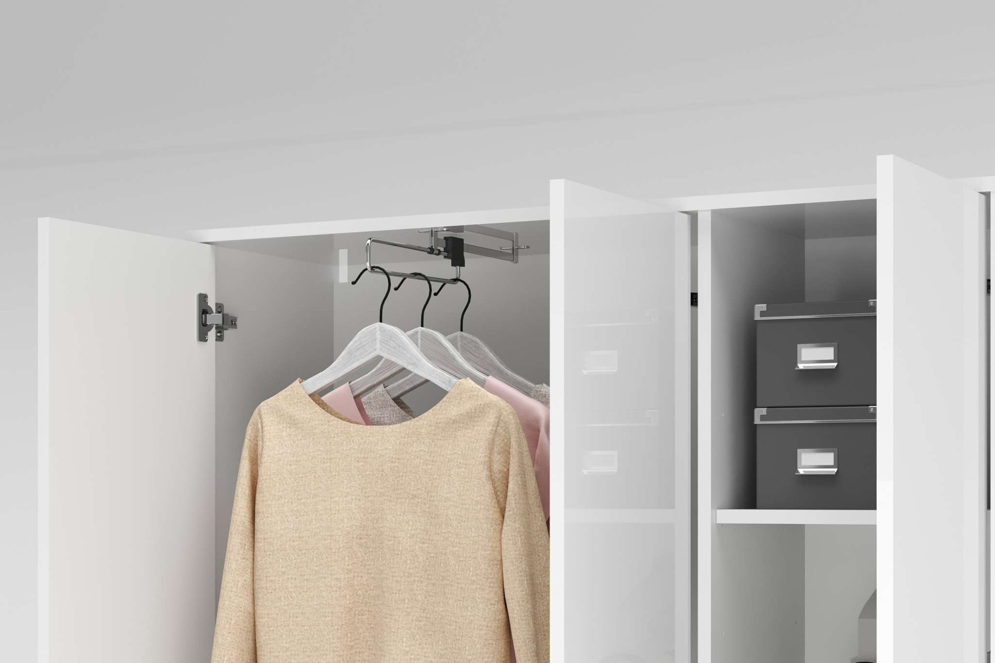 Home affaire Mehrzweckschrank »JOLLY, Stauraumschrank , Breite 107 cm , Höhe 178 cm« 1 Stk. tlg. 3 Türen,1 kl.+3 grosse Böden,1 Auszugsstange,Schrank Hochglanz lackiert