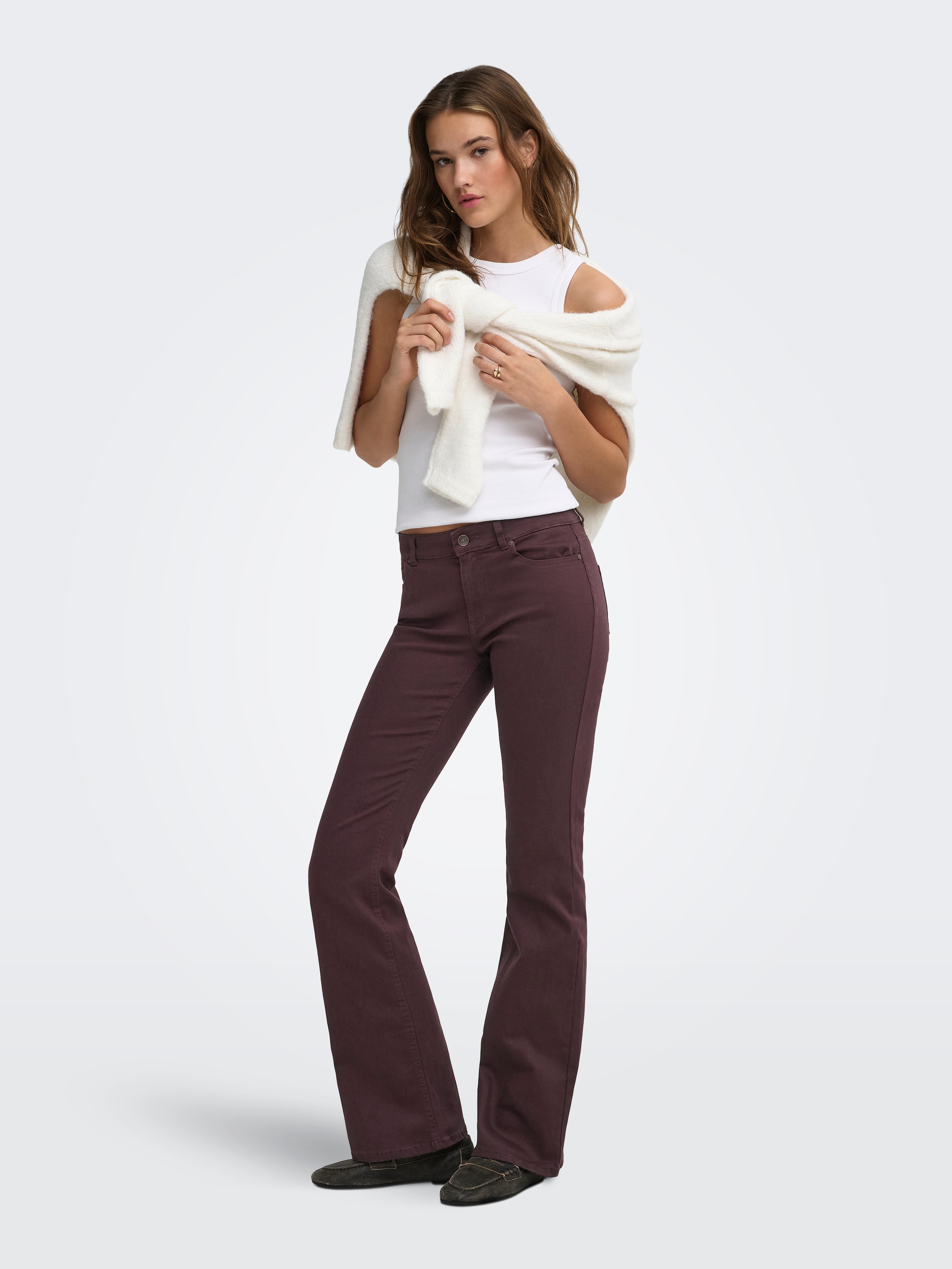 ONLY Bootcuthose »ONLBLUSH MID FLARED COLOUR PANT PNT NOOS«  Baumwollmischung, bootcut fit