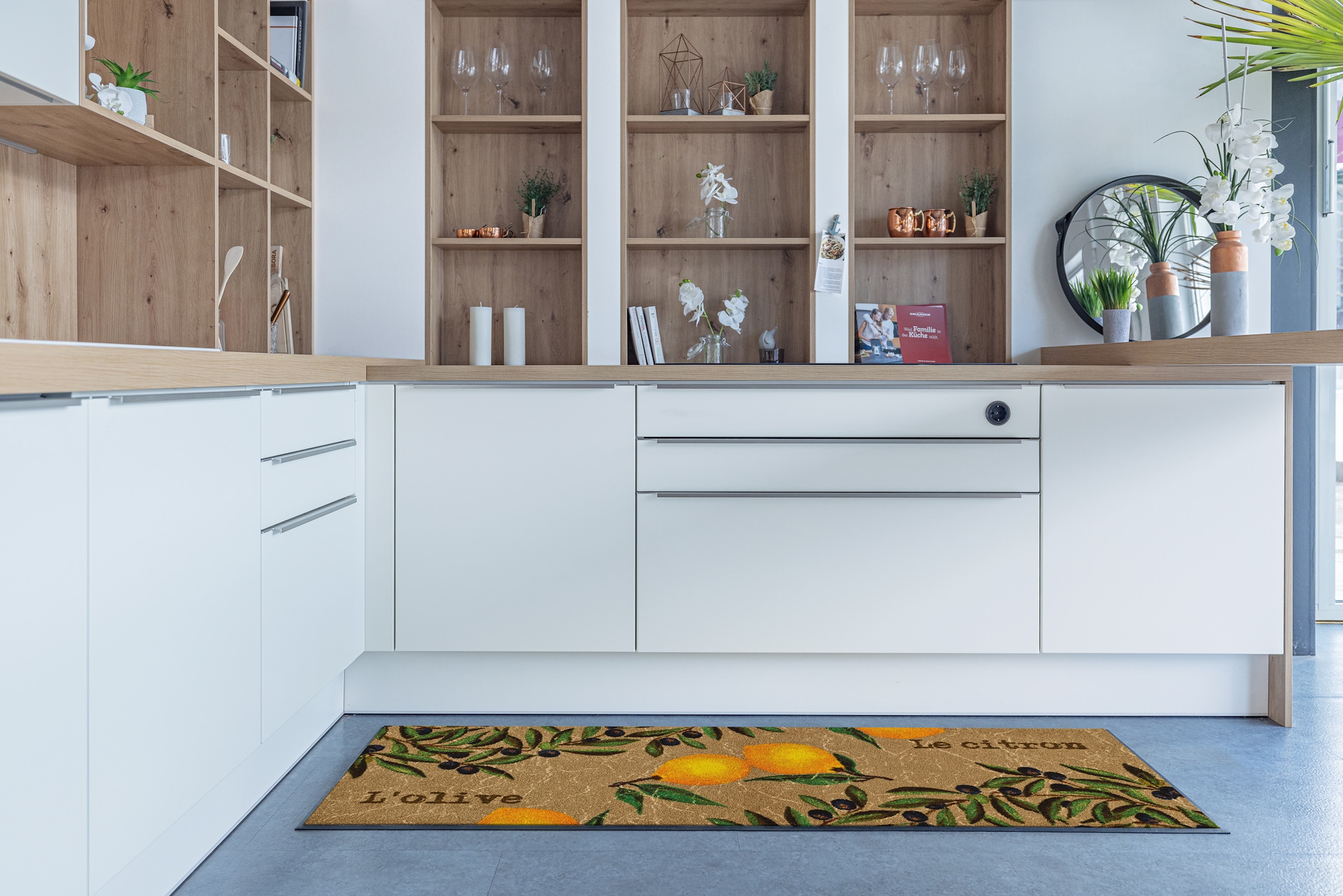 wash+dry by Kleen-Tex Chemin de cuisine »Le Citron« Rectangulaire 7 mm Höhe Teppich, Motiv Oliven & Zitronen, rutschhemmend, waschbar, Küche