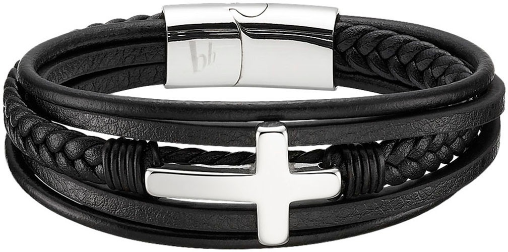 Bruno Banani Lederarmband »Schmuck Geschenk Armband Kreuz, B4090B/20/00/21,5«