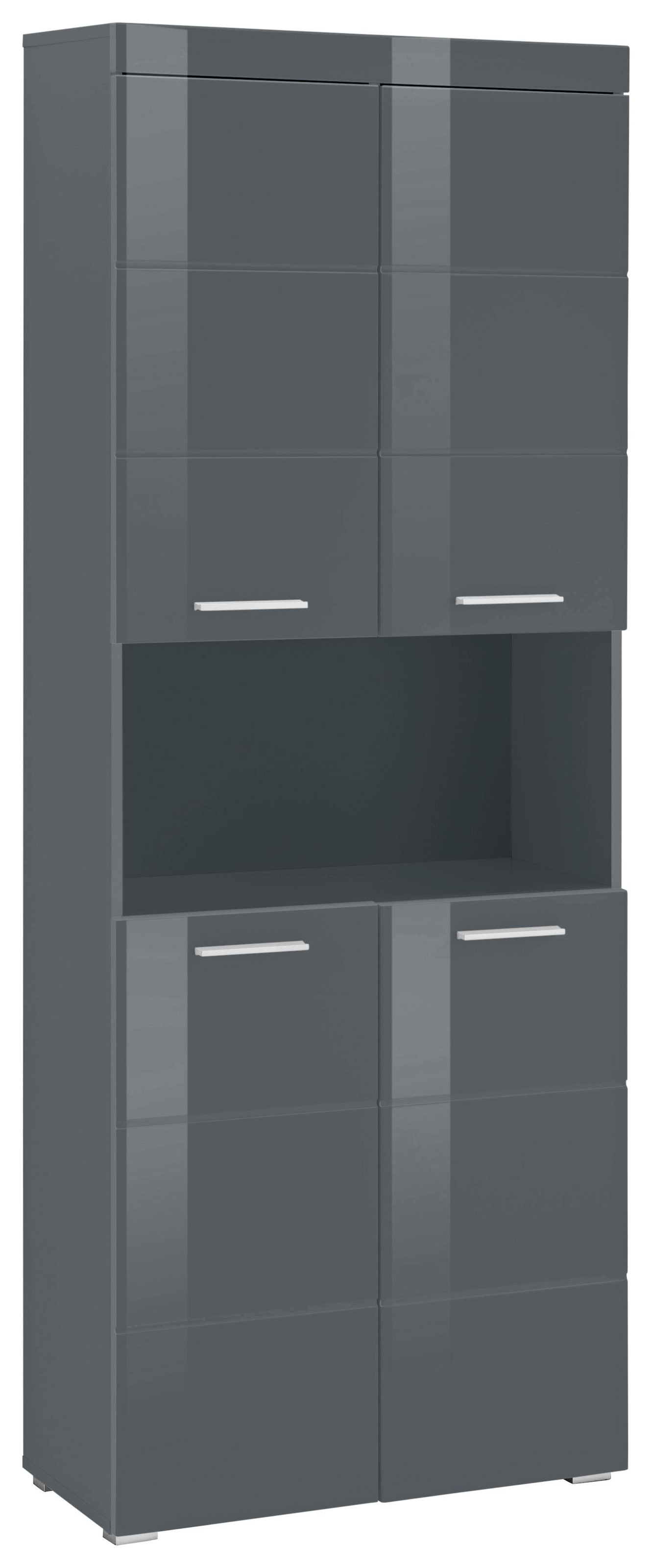 Image of trendteam Hochschrank »Amanda«, Höhe 190 cm, Badezimmerschrank mit 4 Türen und 1 offenen Fach, verstellbare Zwischenböden, MDF-Fronten in Hochglanz- oder Holzoptik bei Ackermann Versand Schweiz