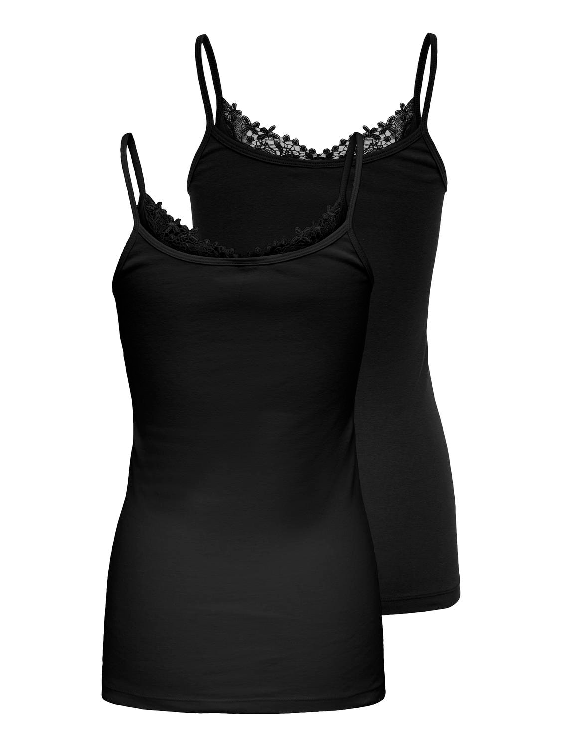 Image of ONLY CARMAKOMA Spaghettitop "CARLULU LACE SINGLET 2PACK CS JRS ZL" Packung, 2